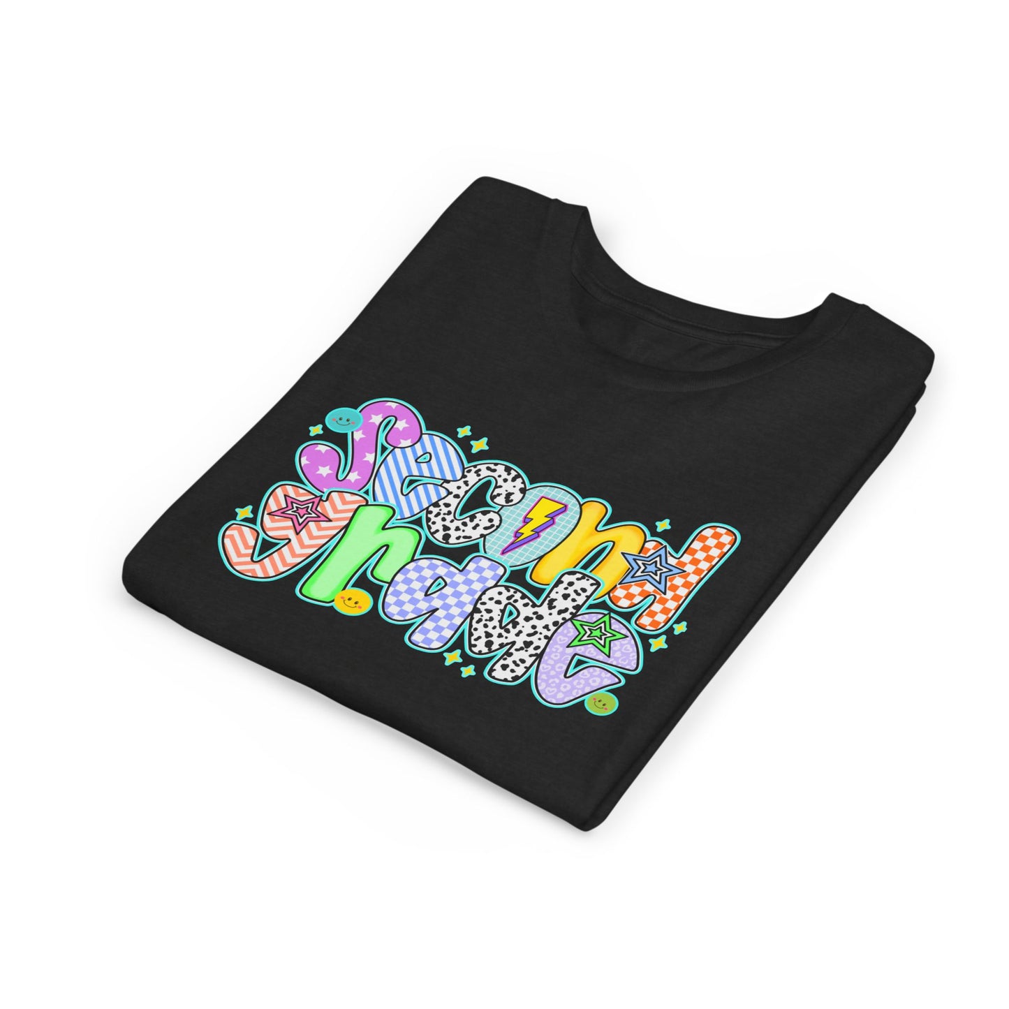 2nd Grade Back To School Doodle Font Youth Tee