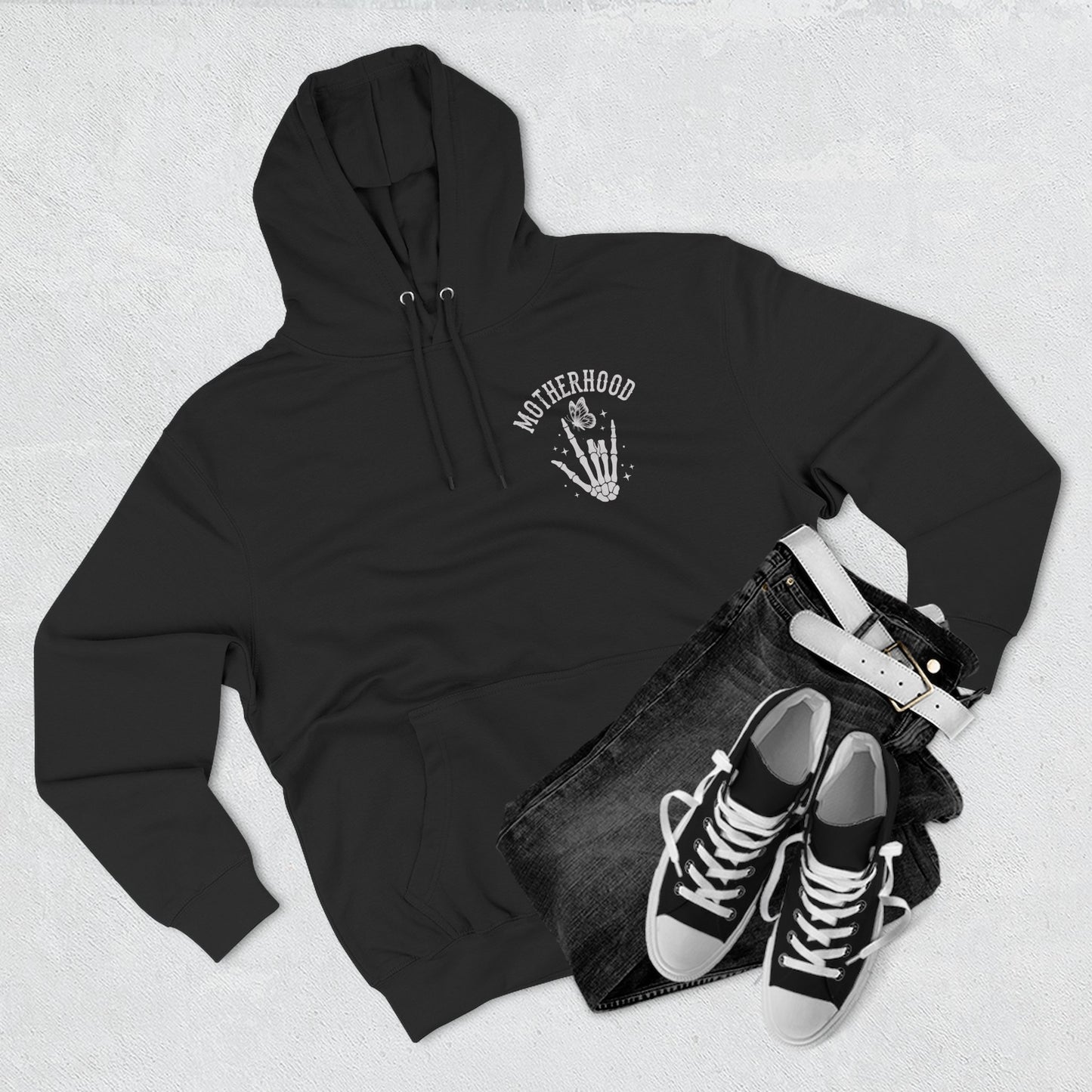 Motherhood Skeleton Graphic Hoodie — Rock Mom Fleece Pullover