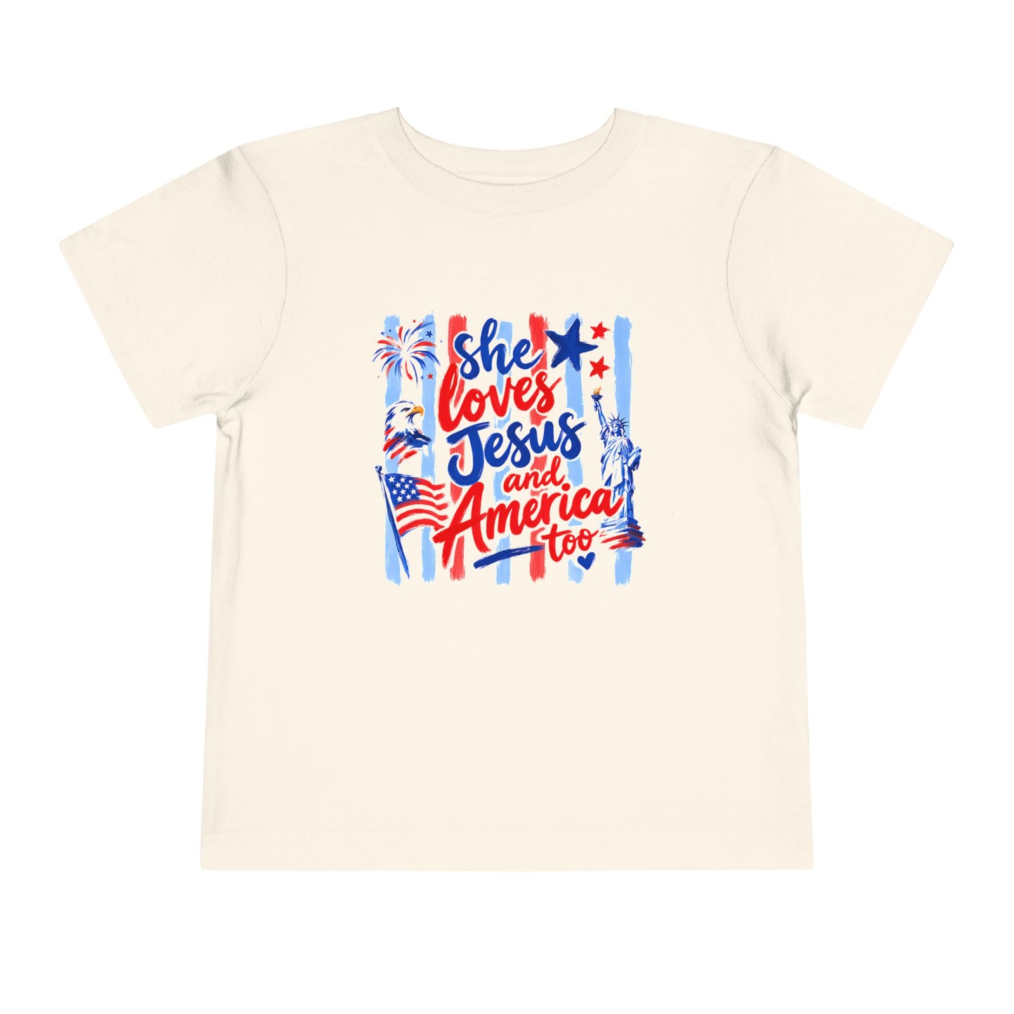 "She Loves Jesus and America Too" Toddler Graphic Tee