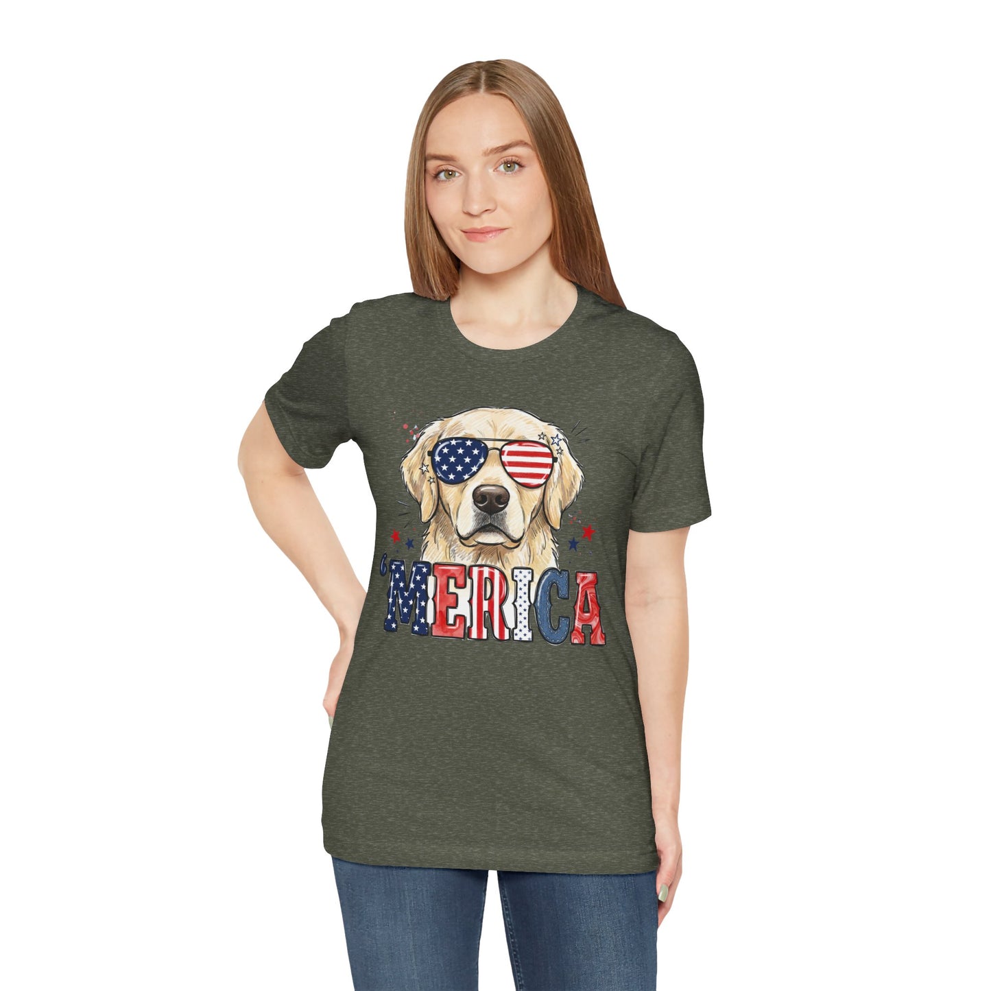 'MERICA Golden Retriever Graphic T-Shirt