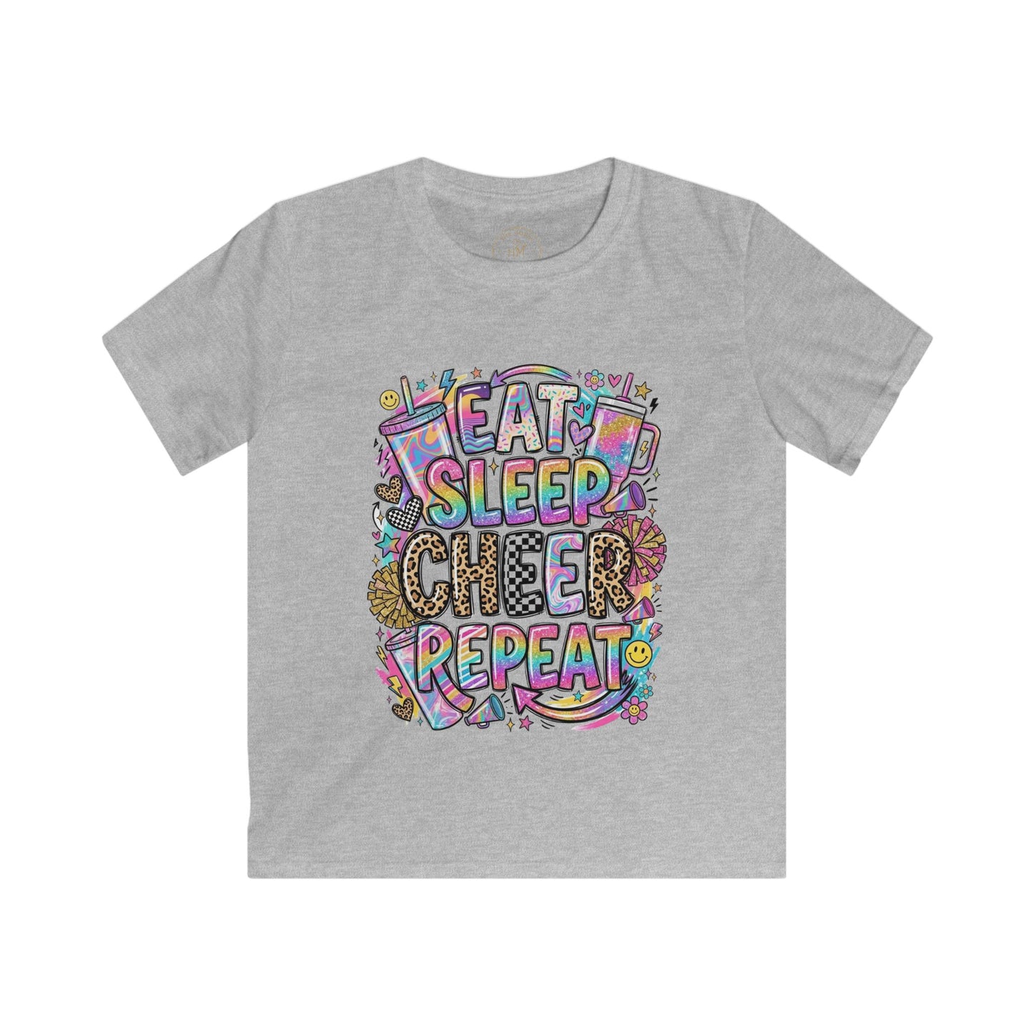 Eat Sleep Cheer Repeat Kids Tee