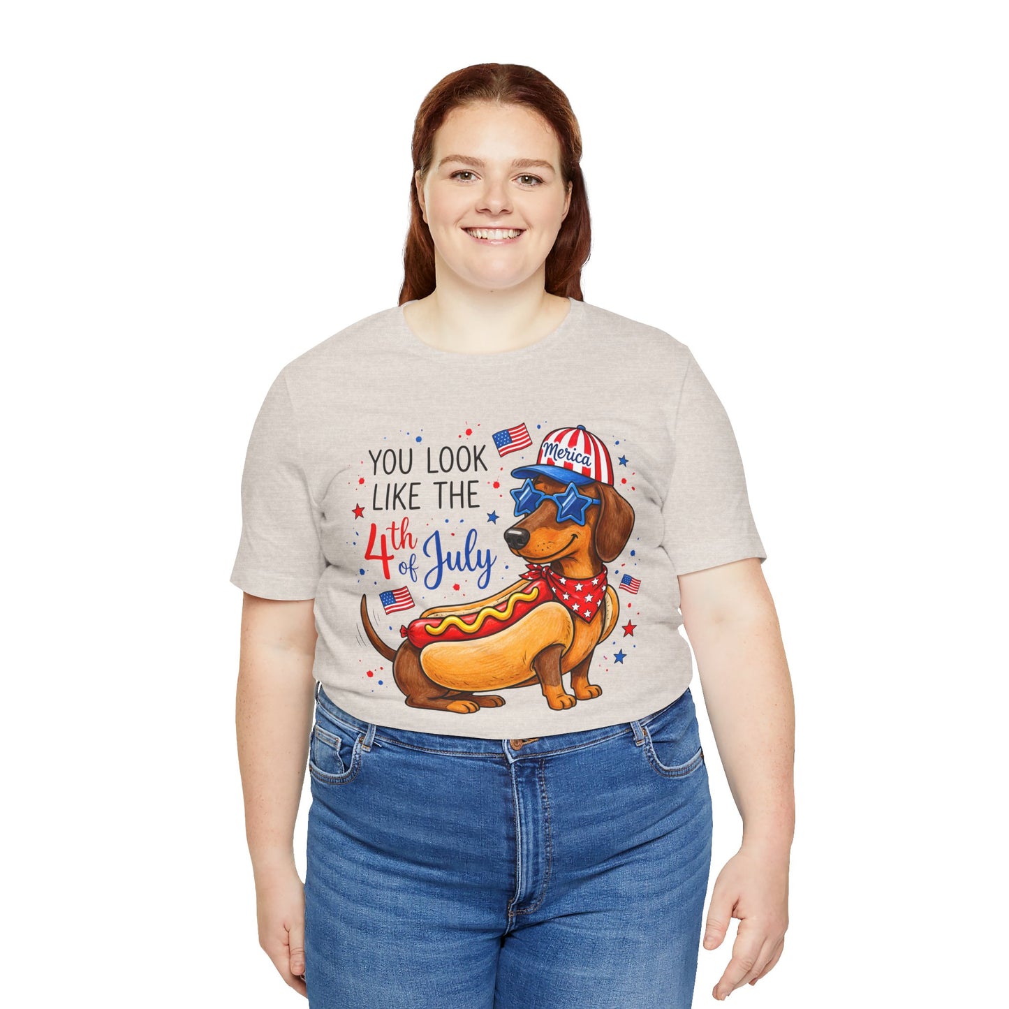 You Look Like the 4th of July' Patriotic Hot Dog graphic Tee