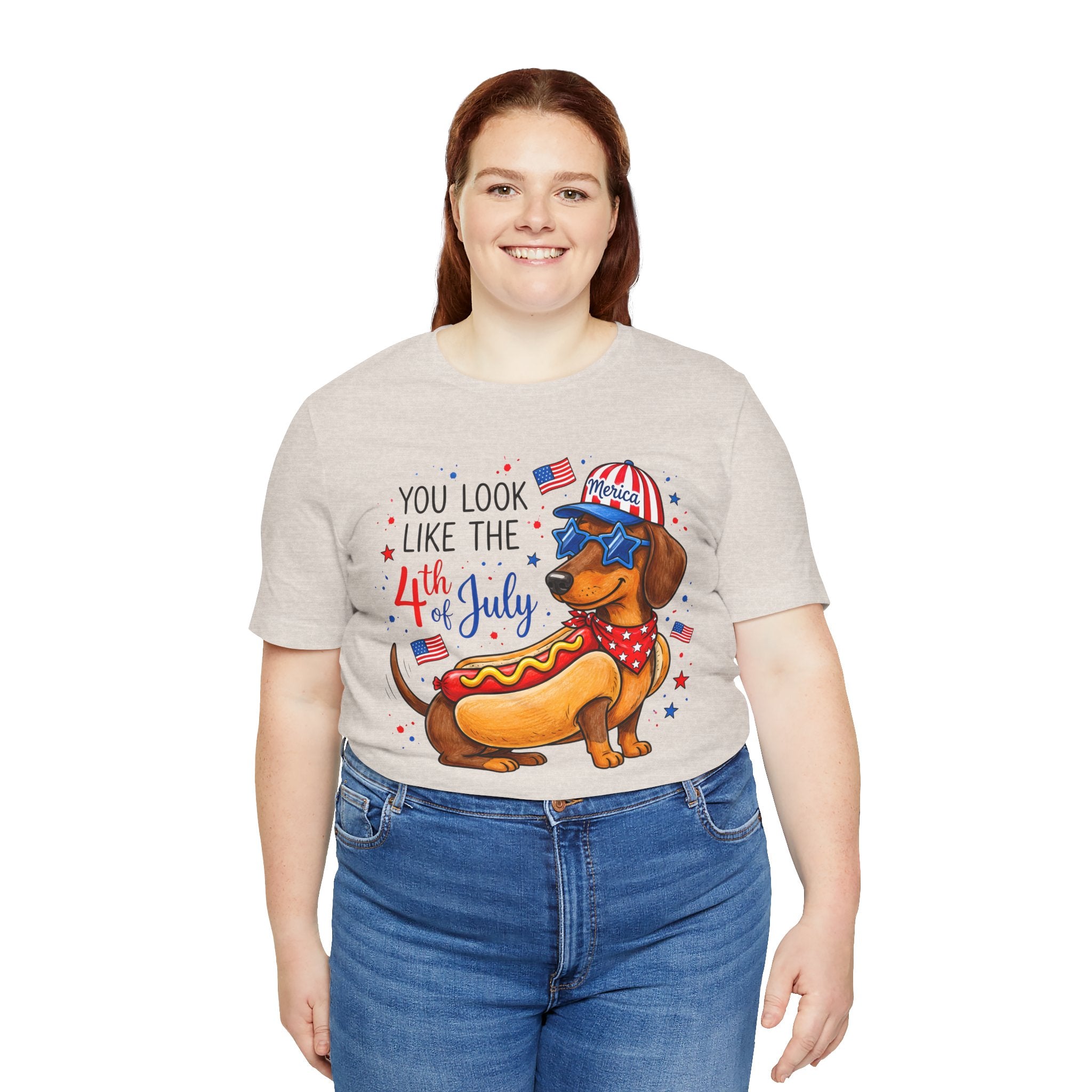 You Look Like the 4th of July' Patriotic Hot Dog graphic Tee