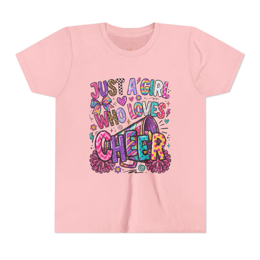 "Just a Girl Who Loves Cheer" Youth Cheer T‑Shirt
