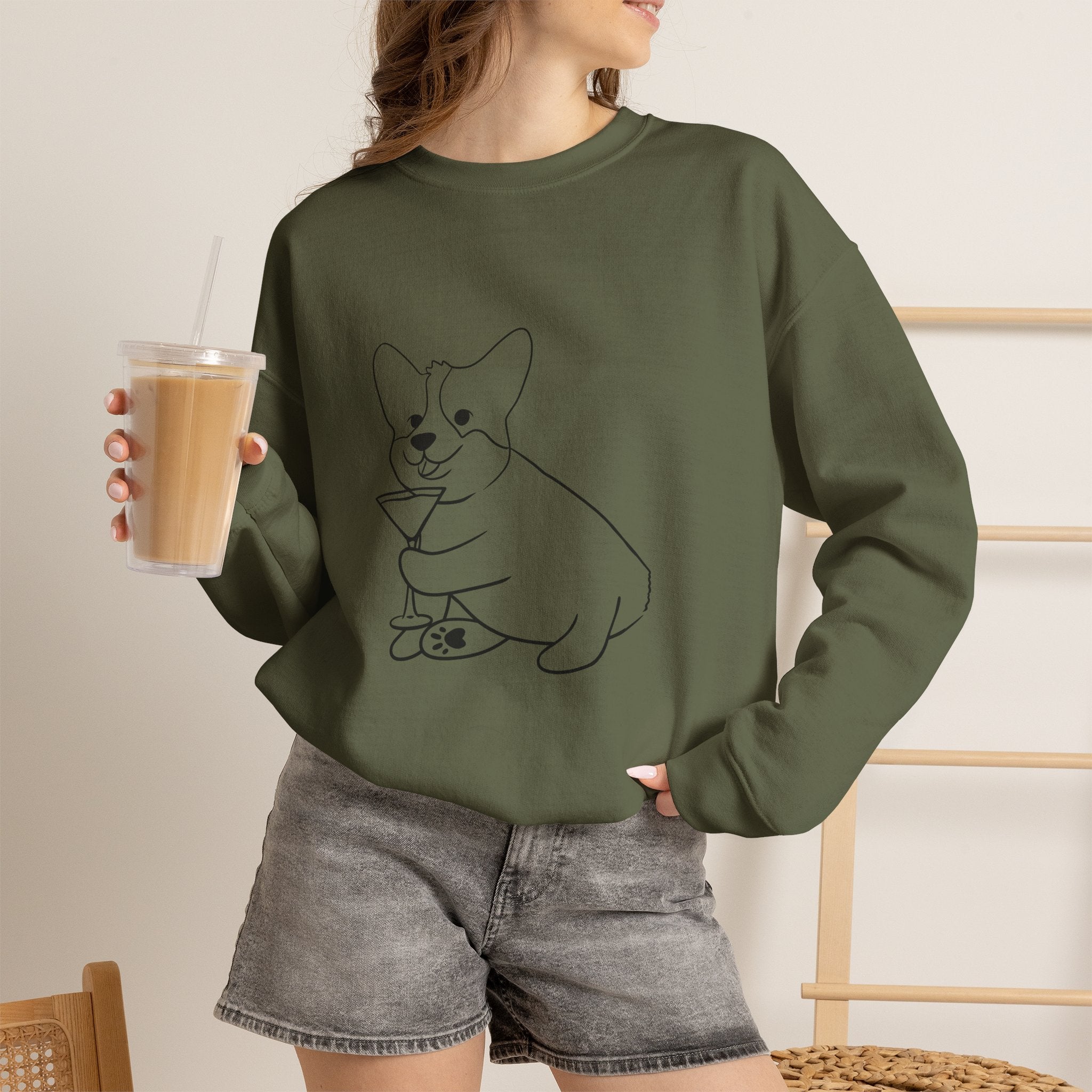 Corgi Cocktail Crewneck Sweatshirt