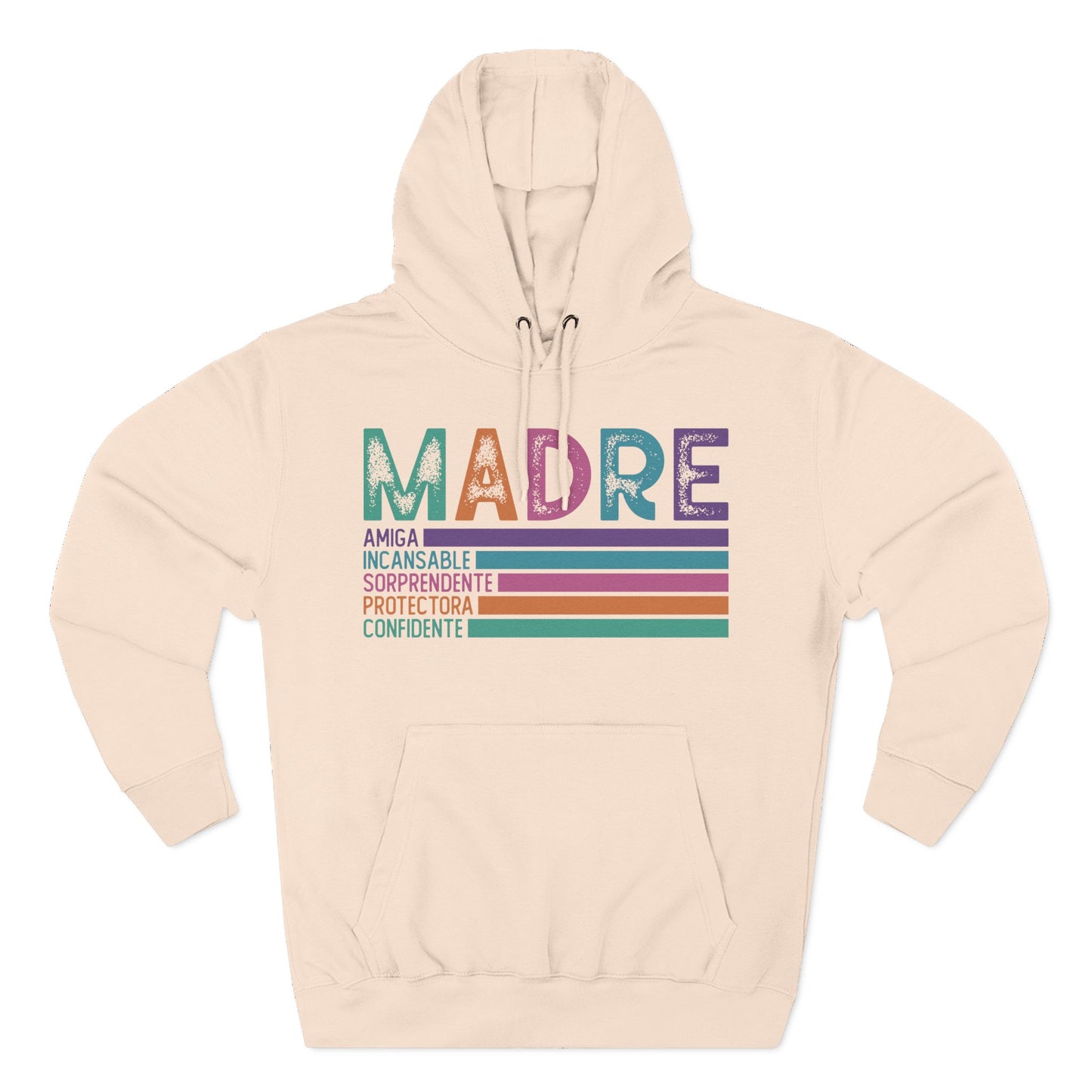 Madre Graphic Hoodie — Colorful Spanish Mother Tribute (Amiga, Protectora, Confidente)