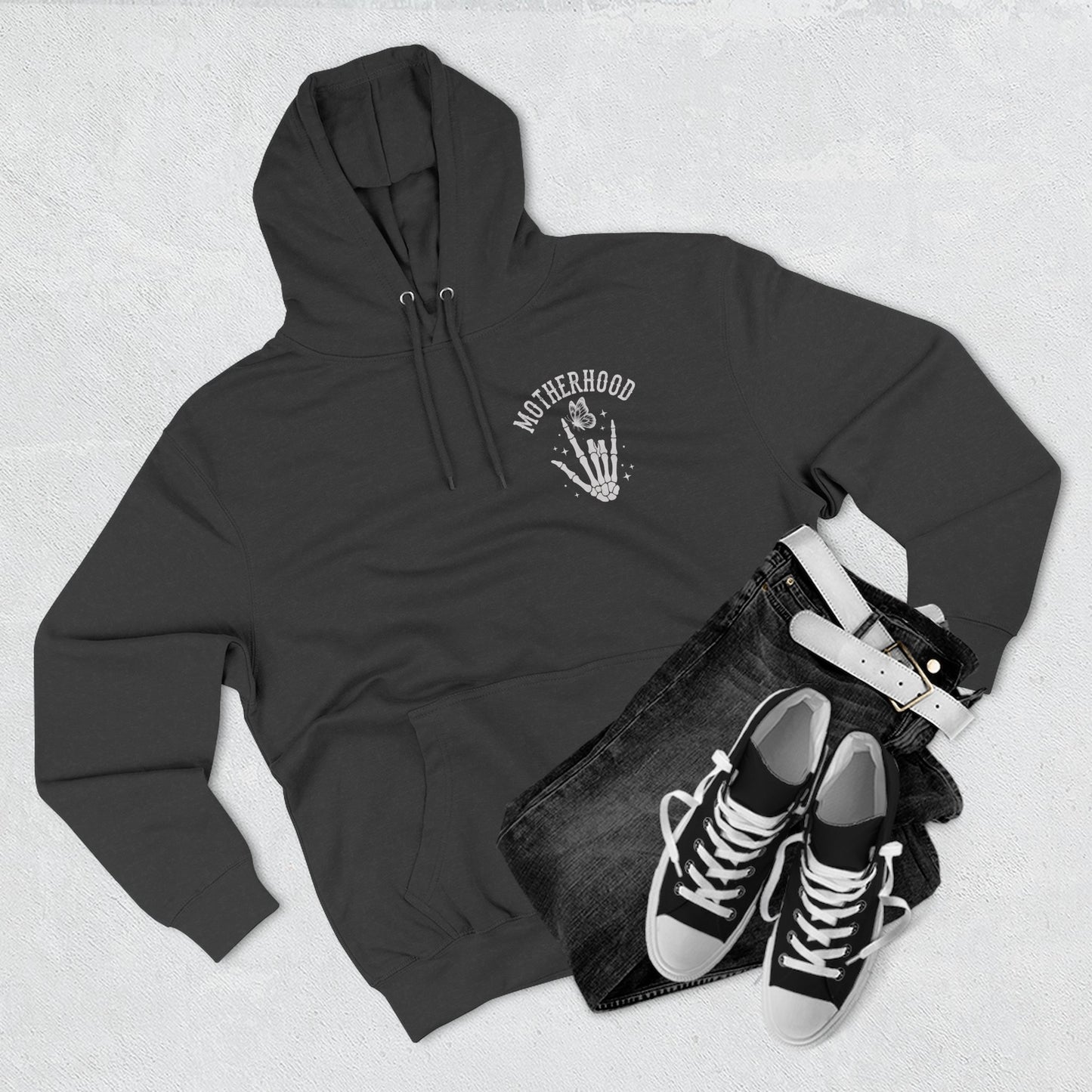 Motherhood Skeleton Graphic Hoodie — Rock Mom Fleece Pullover