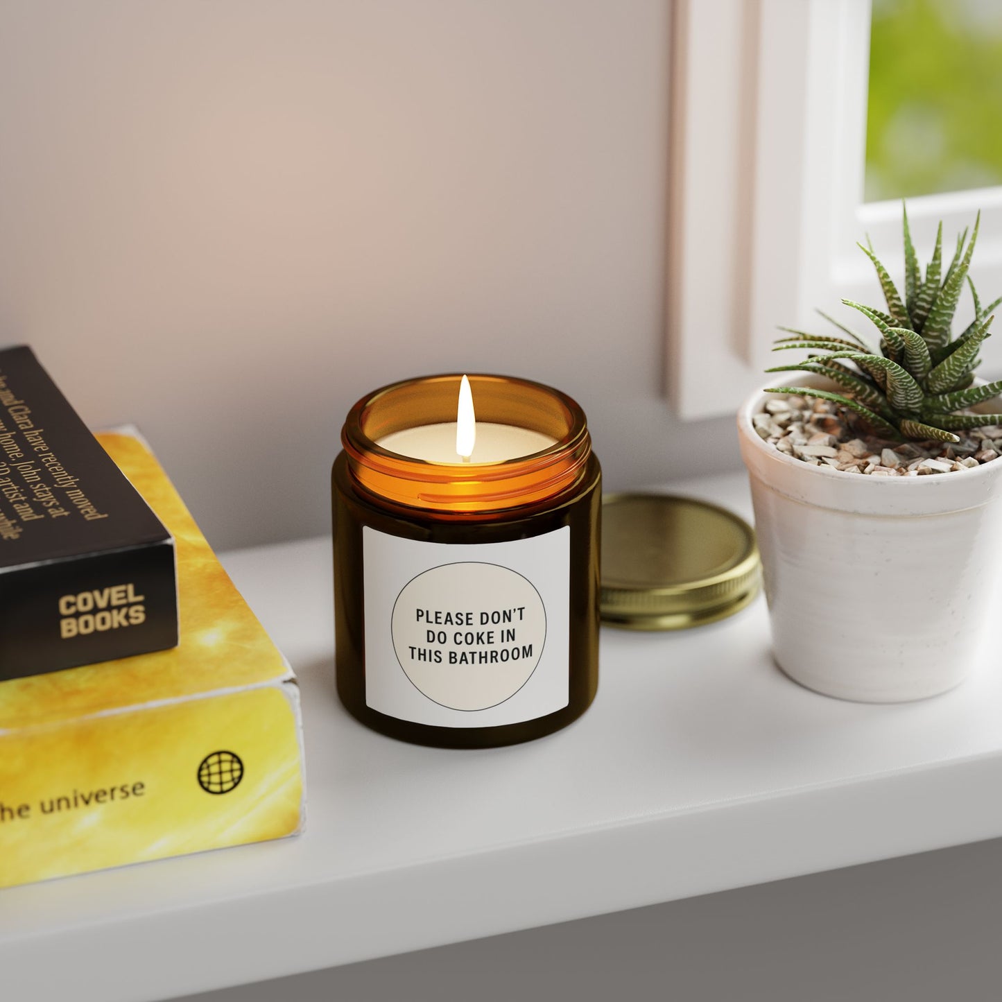 Scented Candle (4oz & 9oz) — 'Please Don't Do Coke in This Bathroom' Novelty Jar Candle
