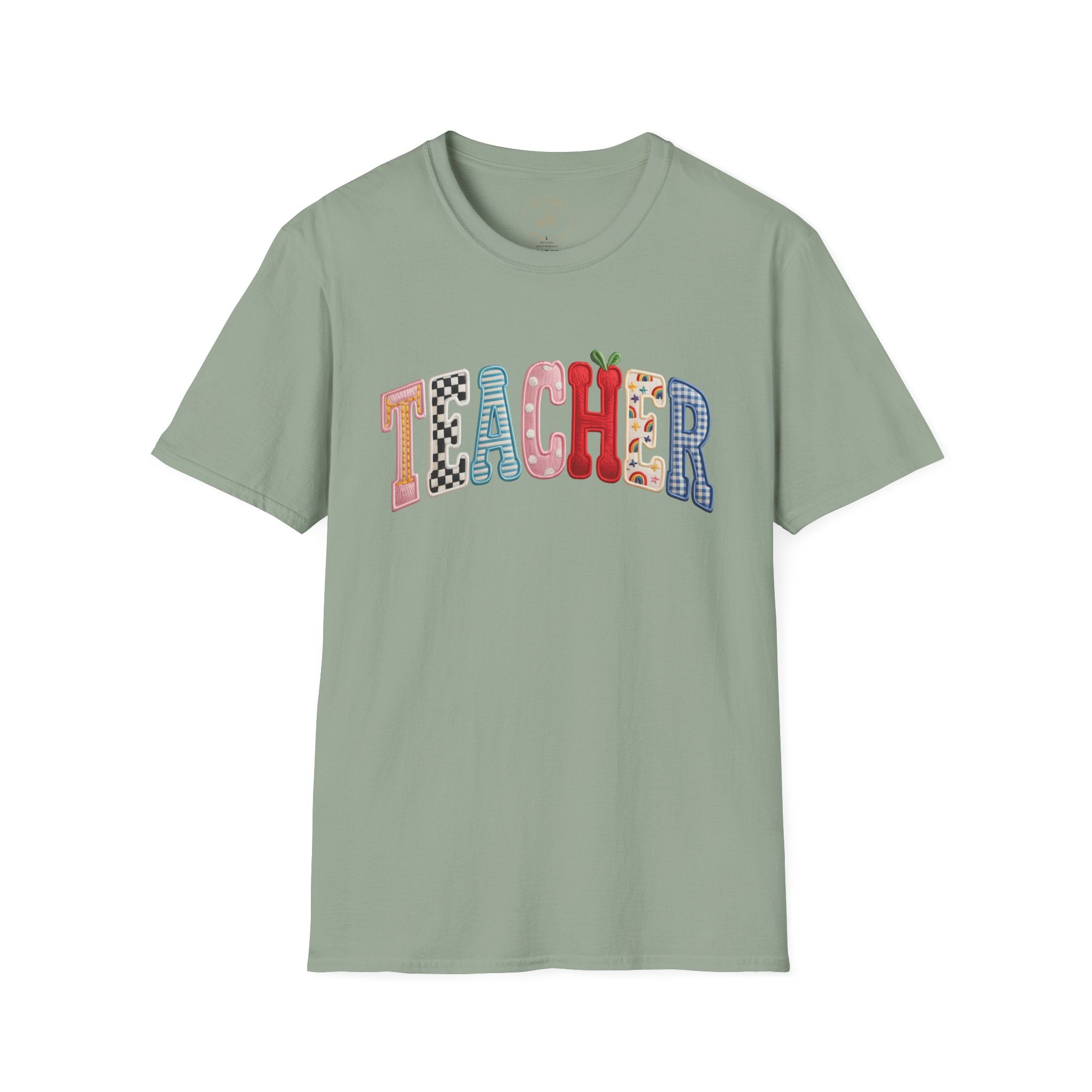Teacher Colorful Patchwork Letters T-Shirt — Back to School Gift