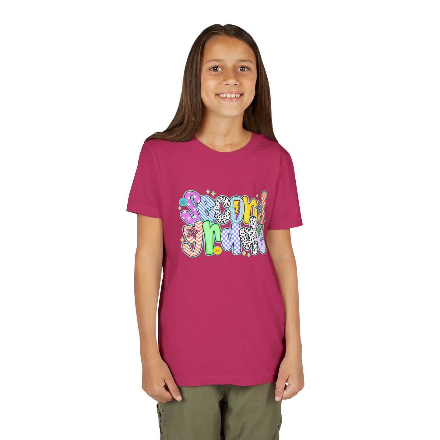 2nd Grade Back To School Doodle Font Youth Tee