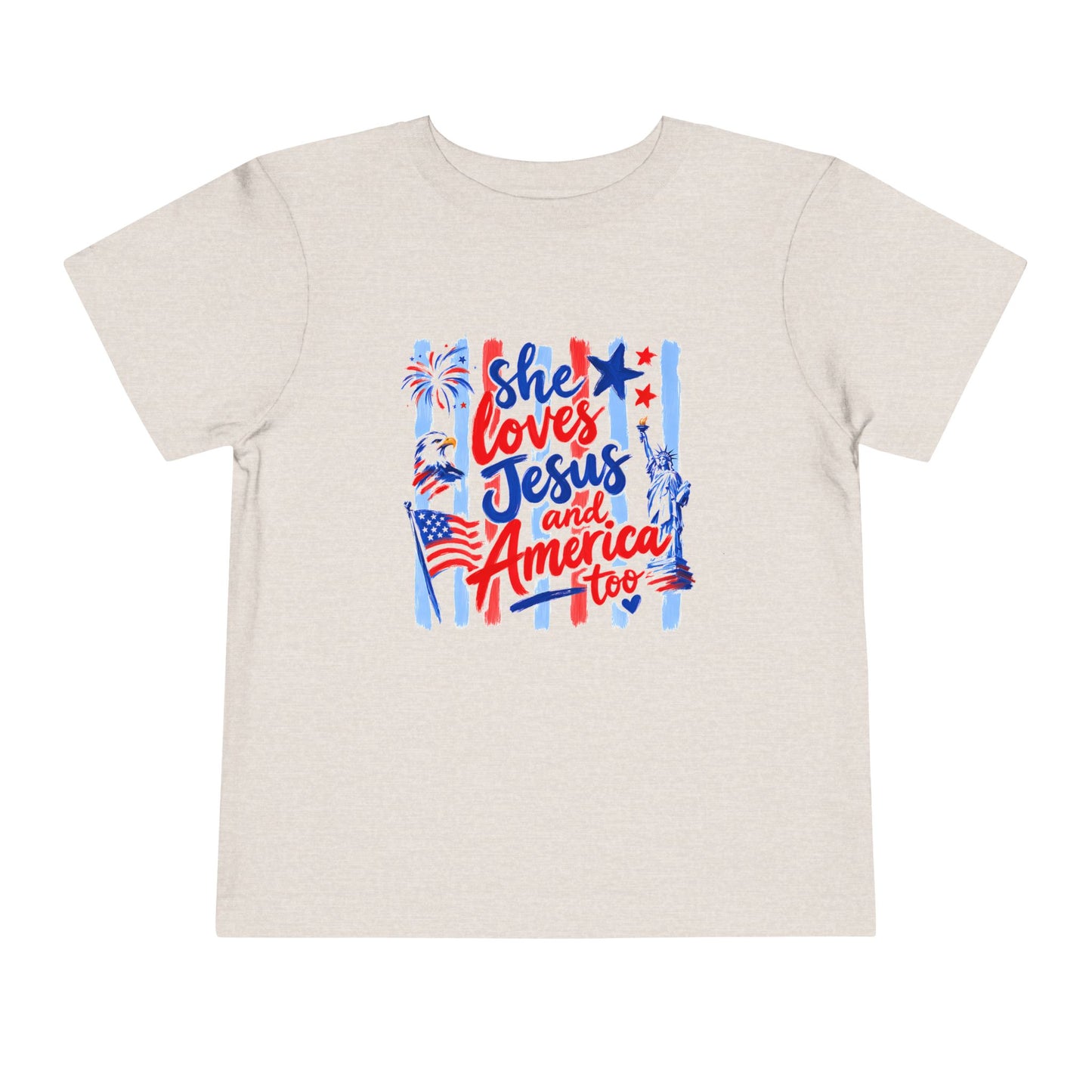 "She Loves Jesus and America Too" Toddler Graphic Tee