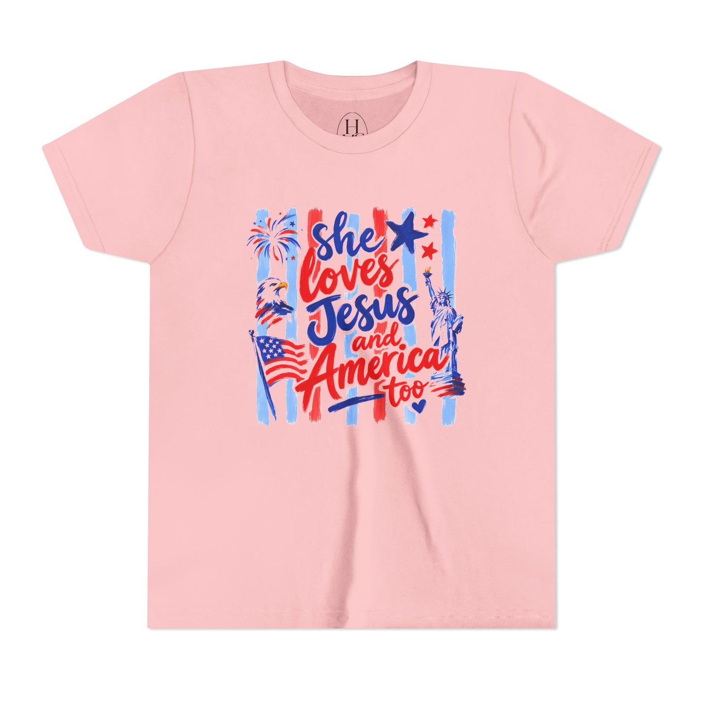 "She Loves Jesus and America Too"  Kids Graphic T‑Shirt
