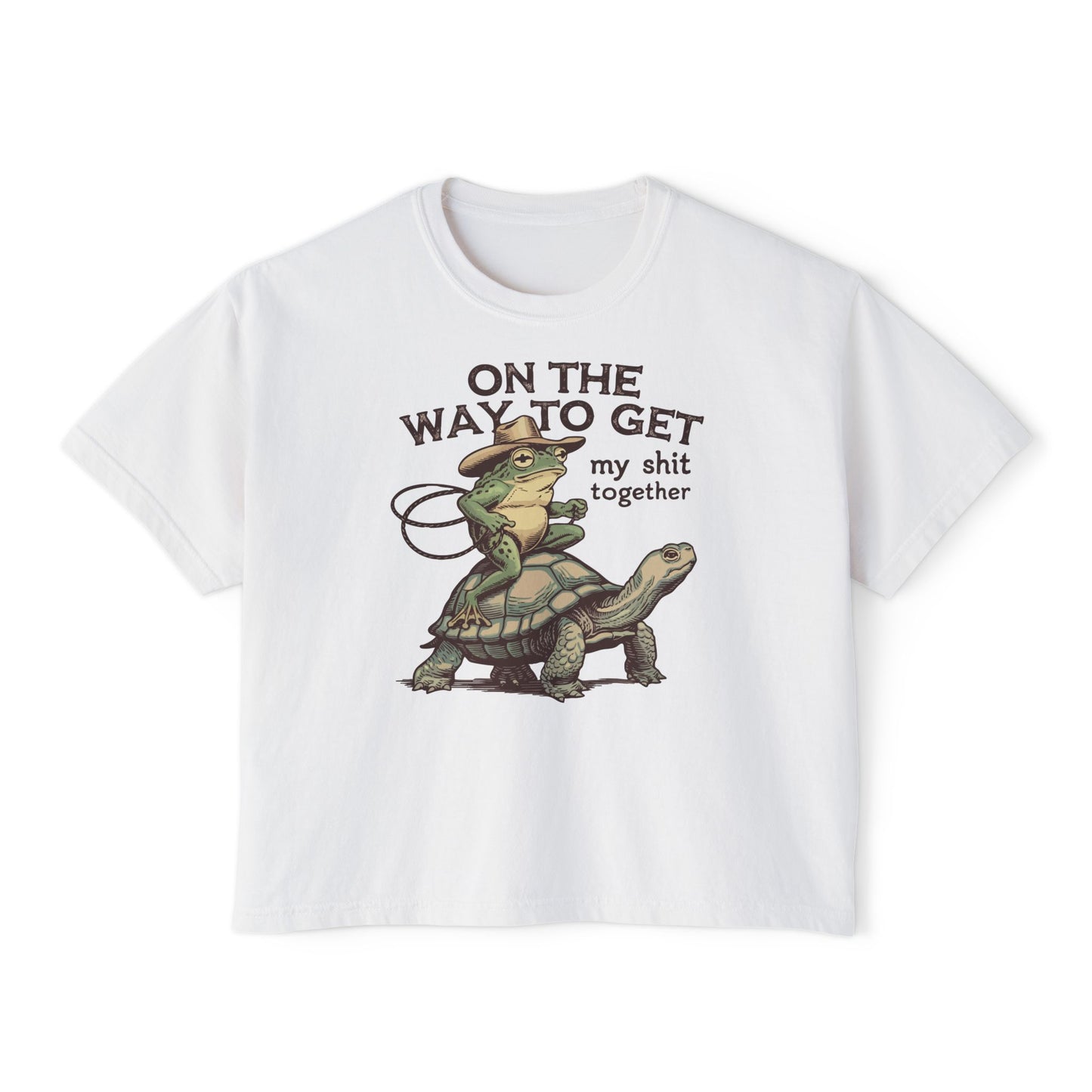 Women's Funny Boxy Tee | "On the Way to Get My Sh*t Together" Turtle Graphic