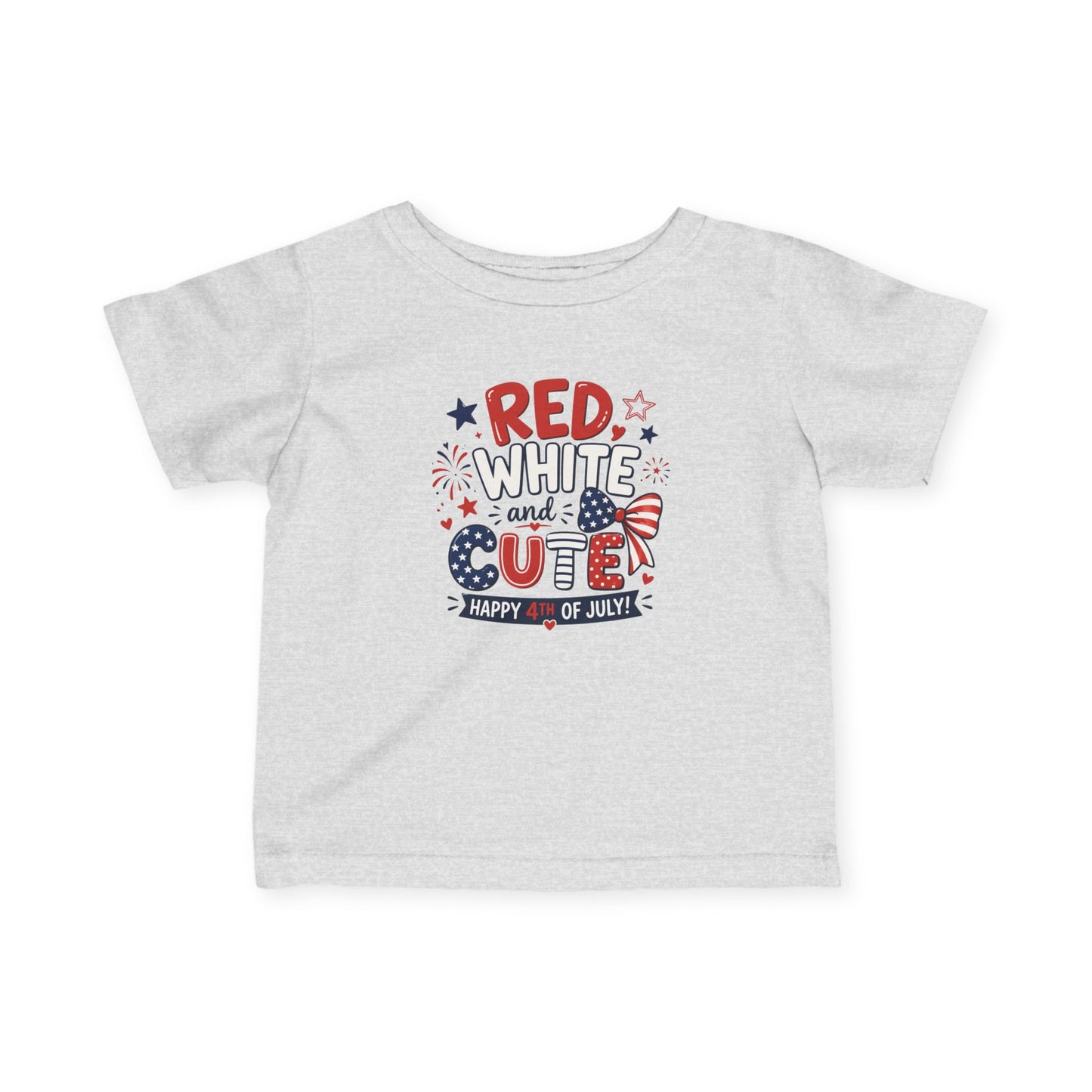 Red White and Cute 4th Of July Baby and Toddler Graphic T-Shirt