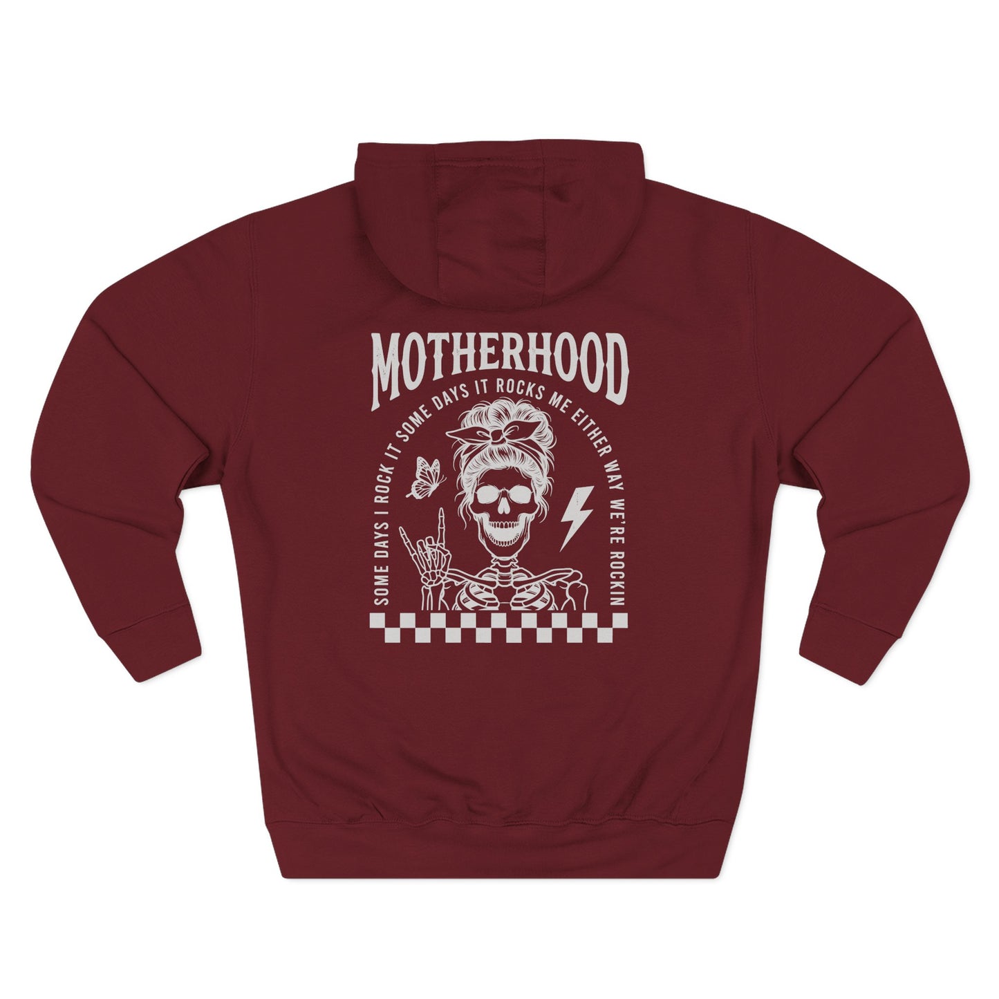 Motherhood Skeleton Graphic Hoodie — Rock Mom Fleece Pullover