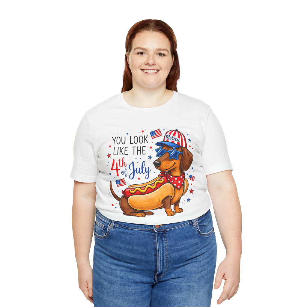 You Look Like the 4th of July' Patriotic Hot Dog graphic Tee