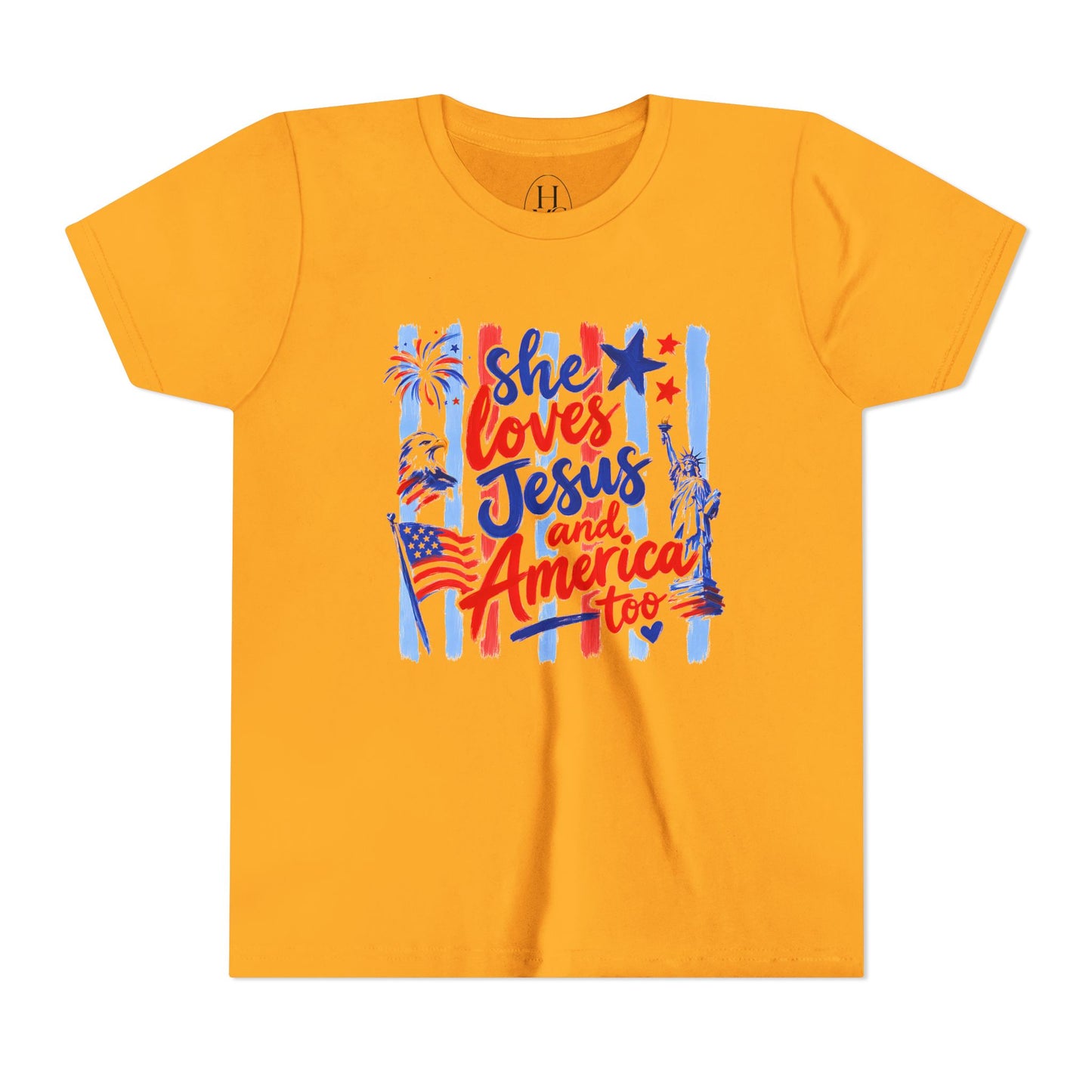 "She Loves Jesus and America Too"  Kids Graphic T‑Shirt