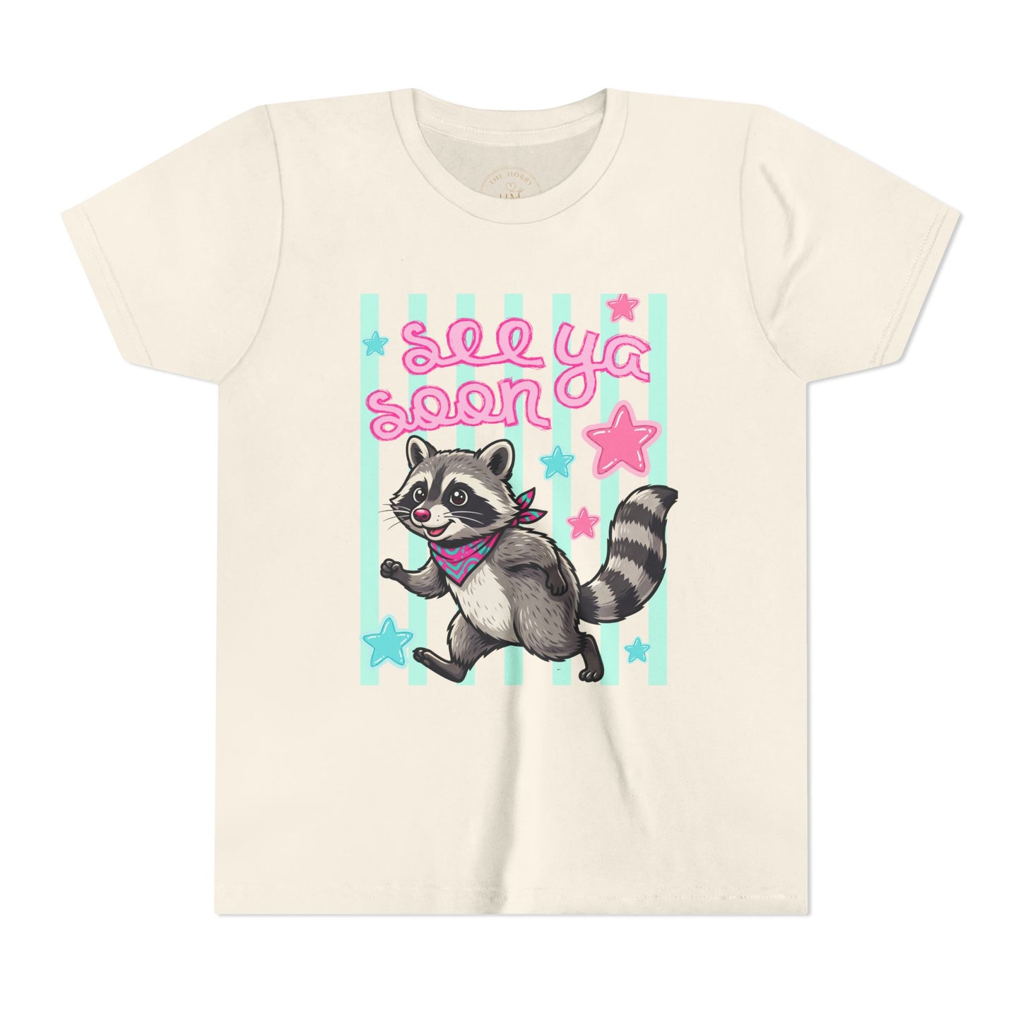 See Ya Soon Raccoon Youth Tee — Cute Cartoon Raccoon Kid Shirt