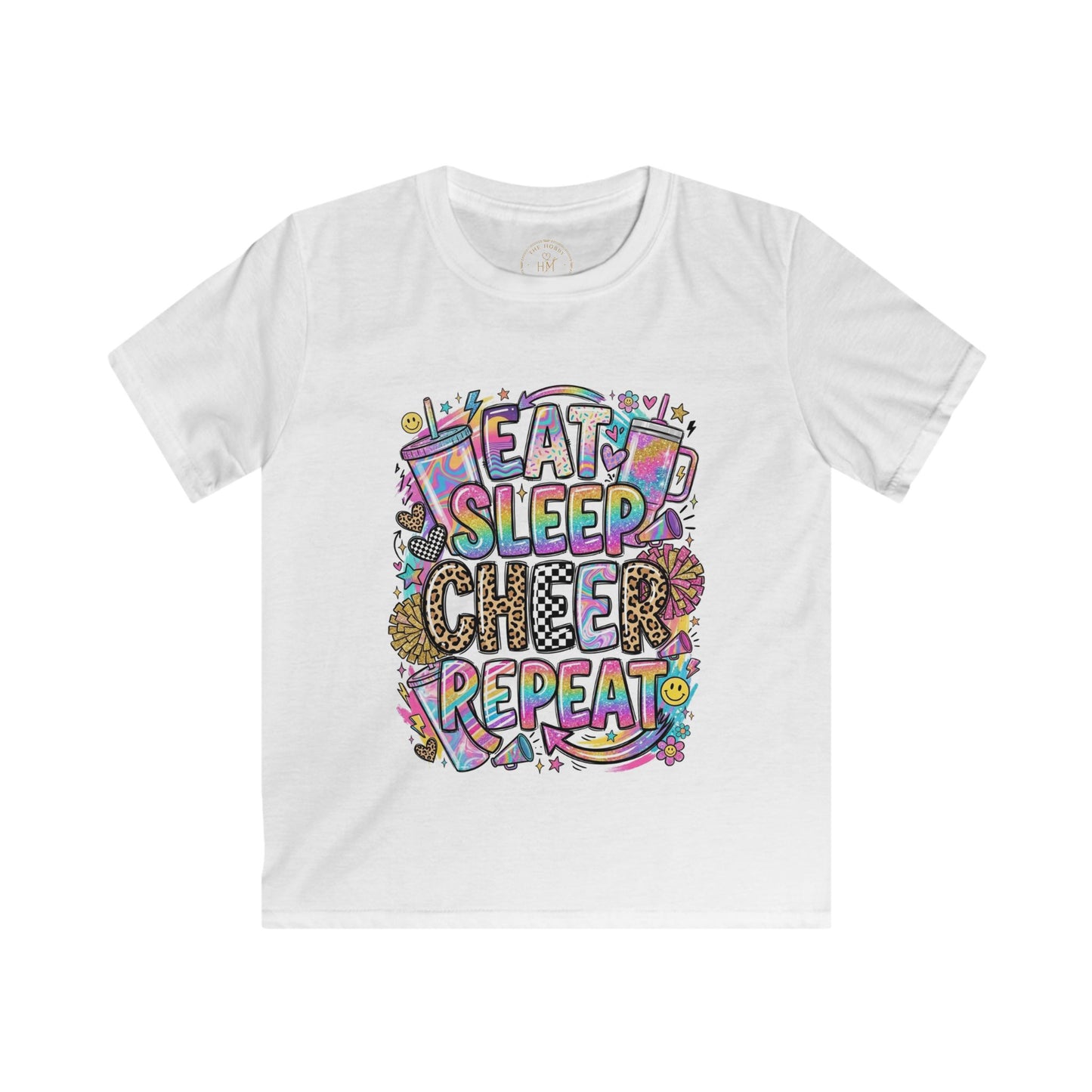 Eat Sleep Cheer Repeat Kids Tee