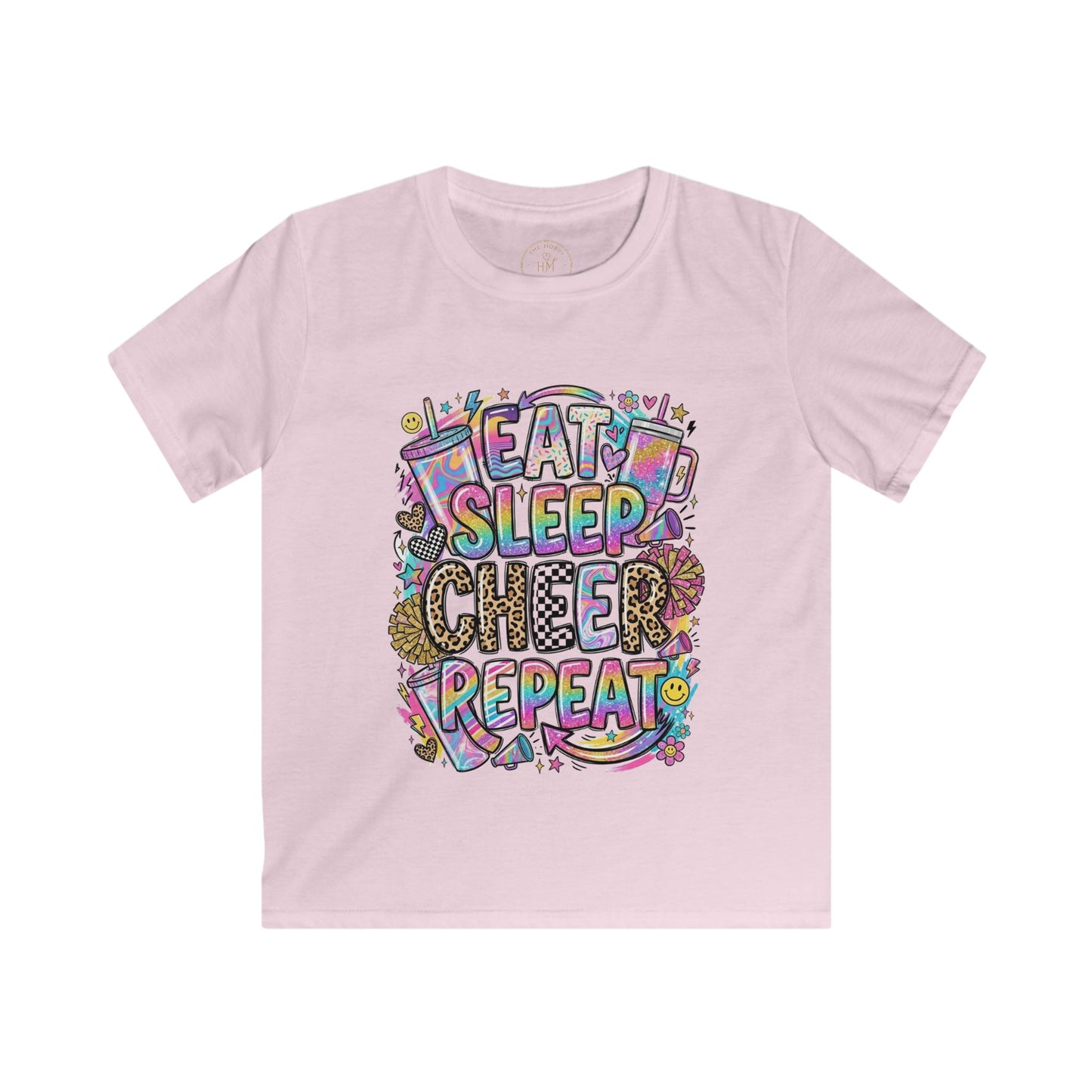 Eat Sleep Cheer Repeat Kids Tee