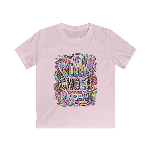 Eat Sleep Cheer Repeat Kids Tee