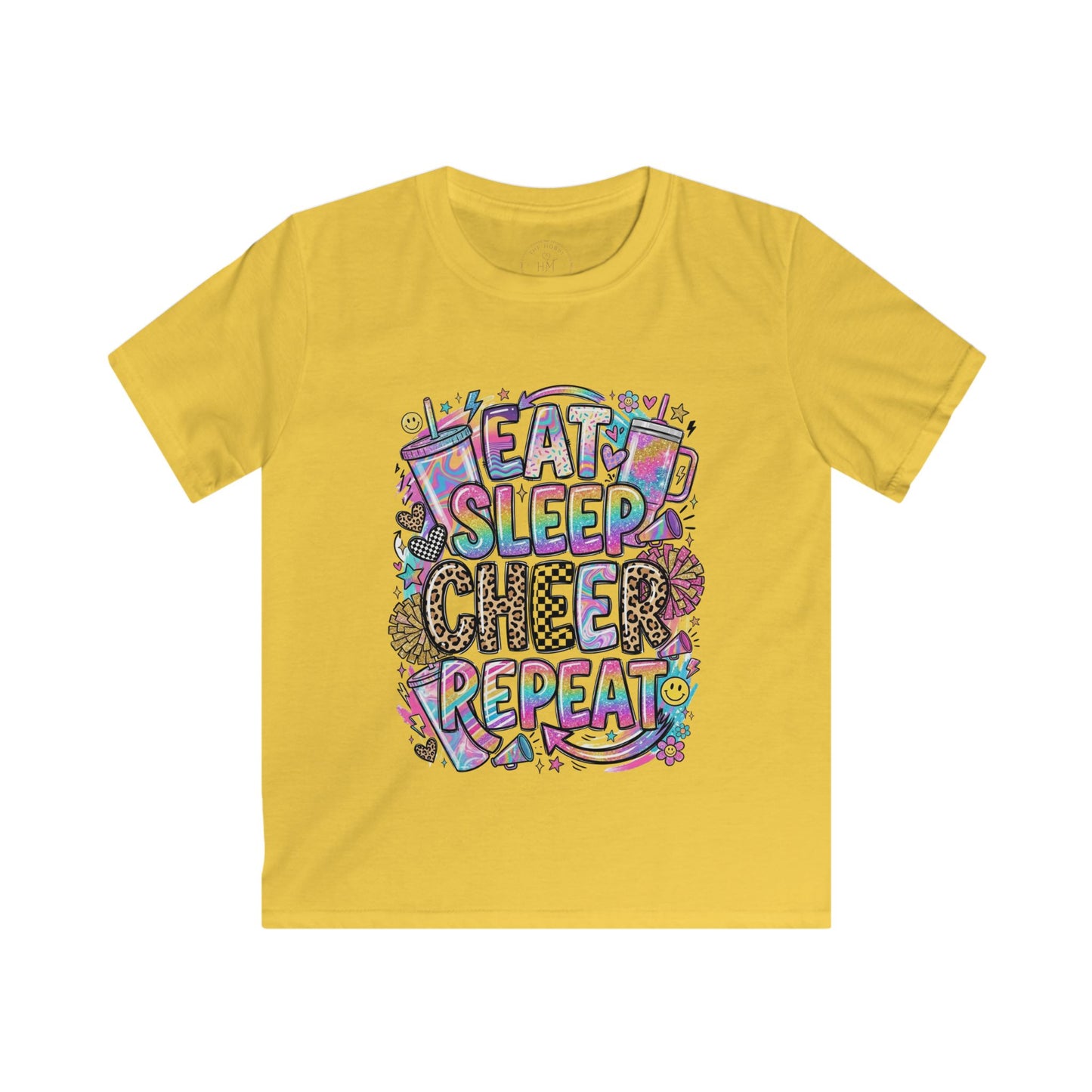 Eat Sleep Cheer Repeat Kids Tee