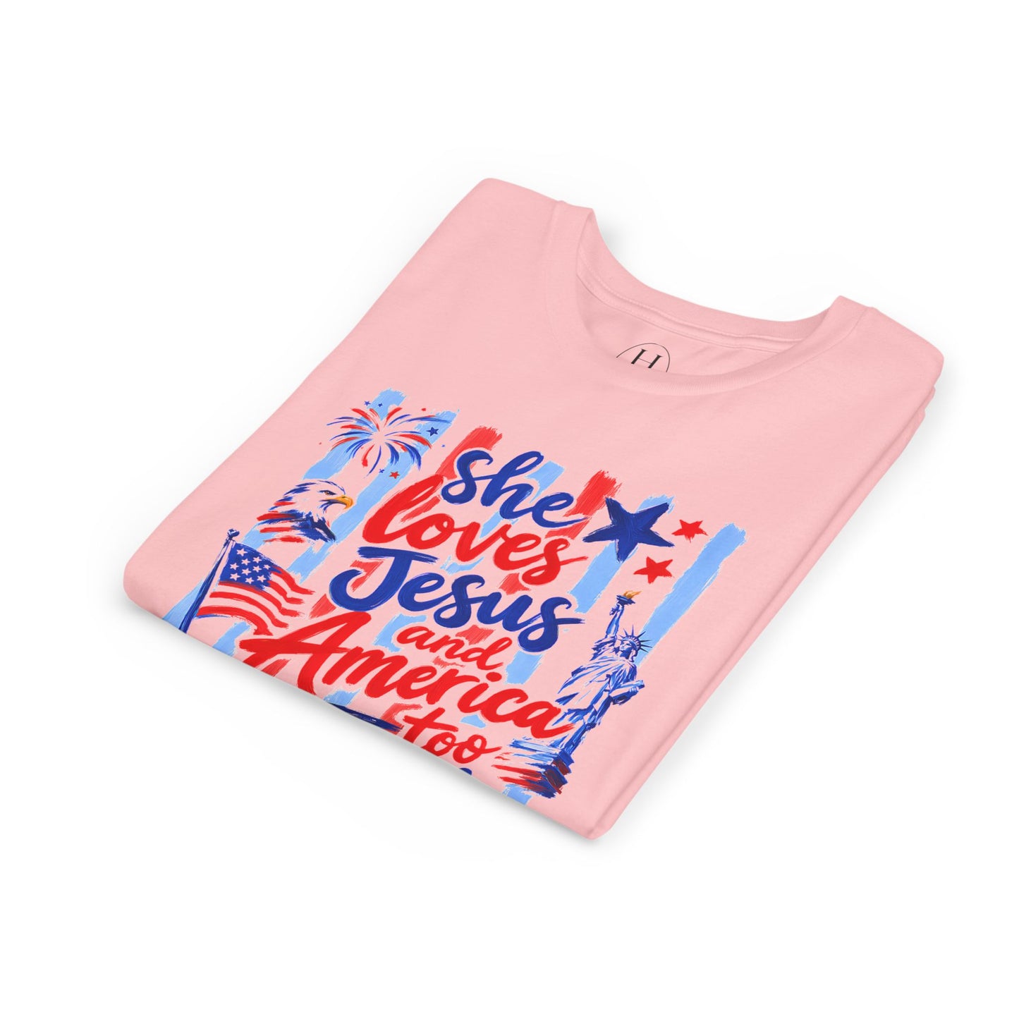 "She Loves Jesus and America Too"  Kids Graphic T‑Shirt