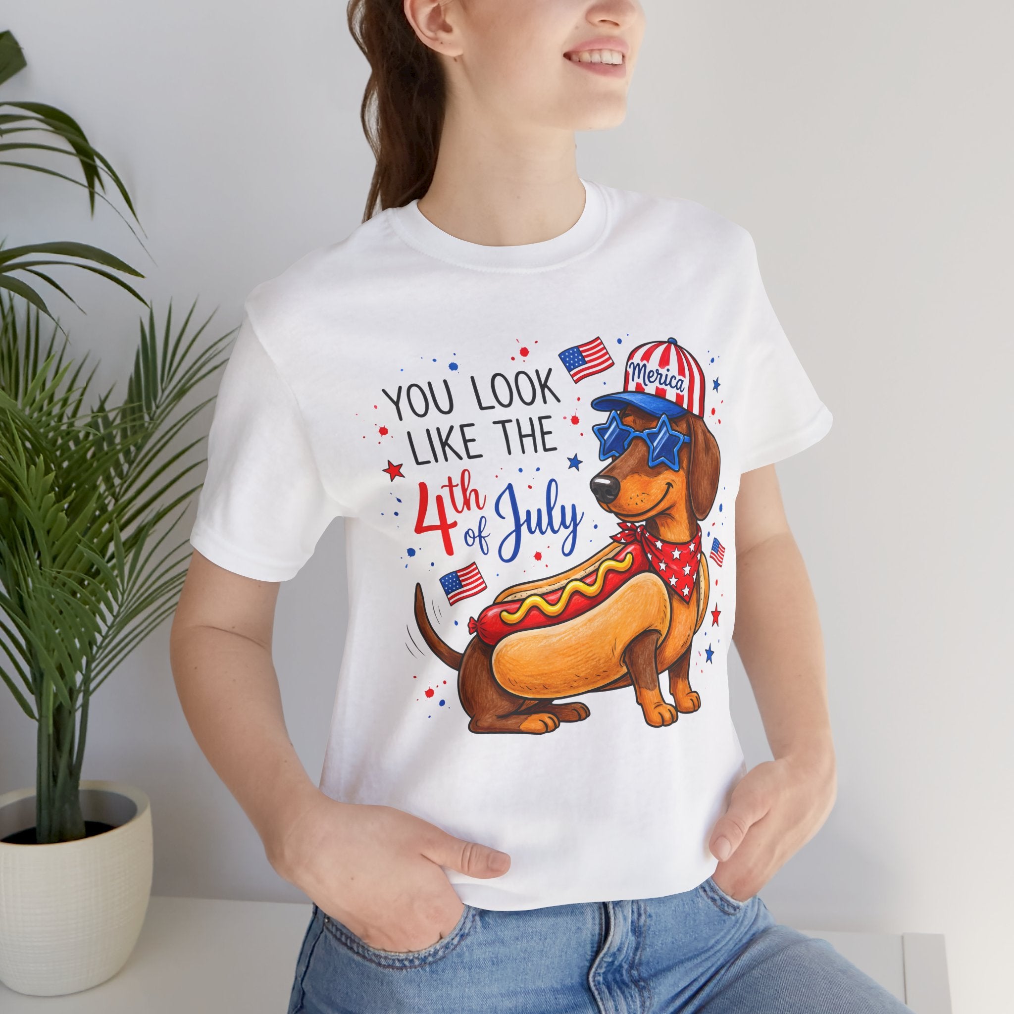 You Look Like the 4th of July' Patriotic Hot Dog graphic Tee