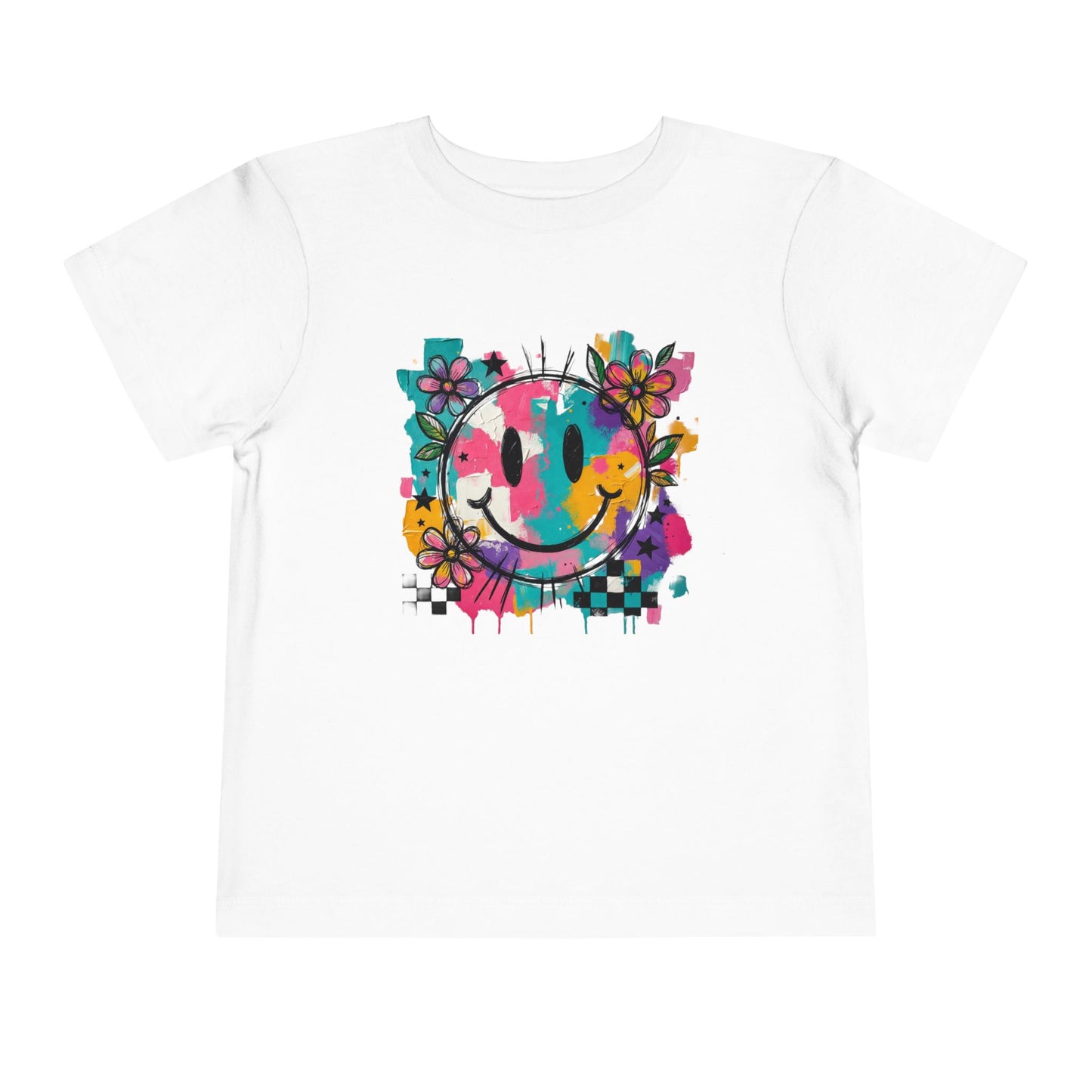 Toddler Tee — Colorful Graffiti Smile Flower Graphic