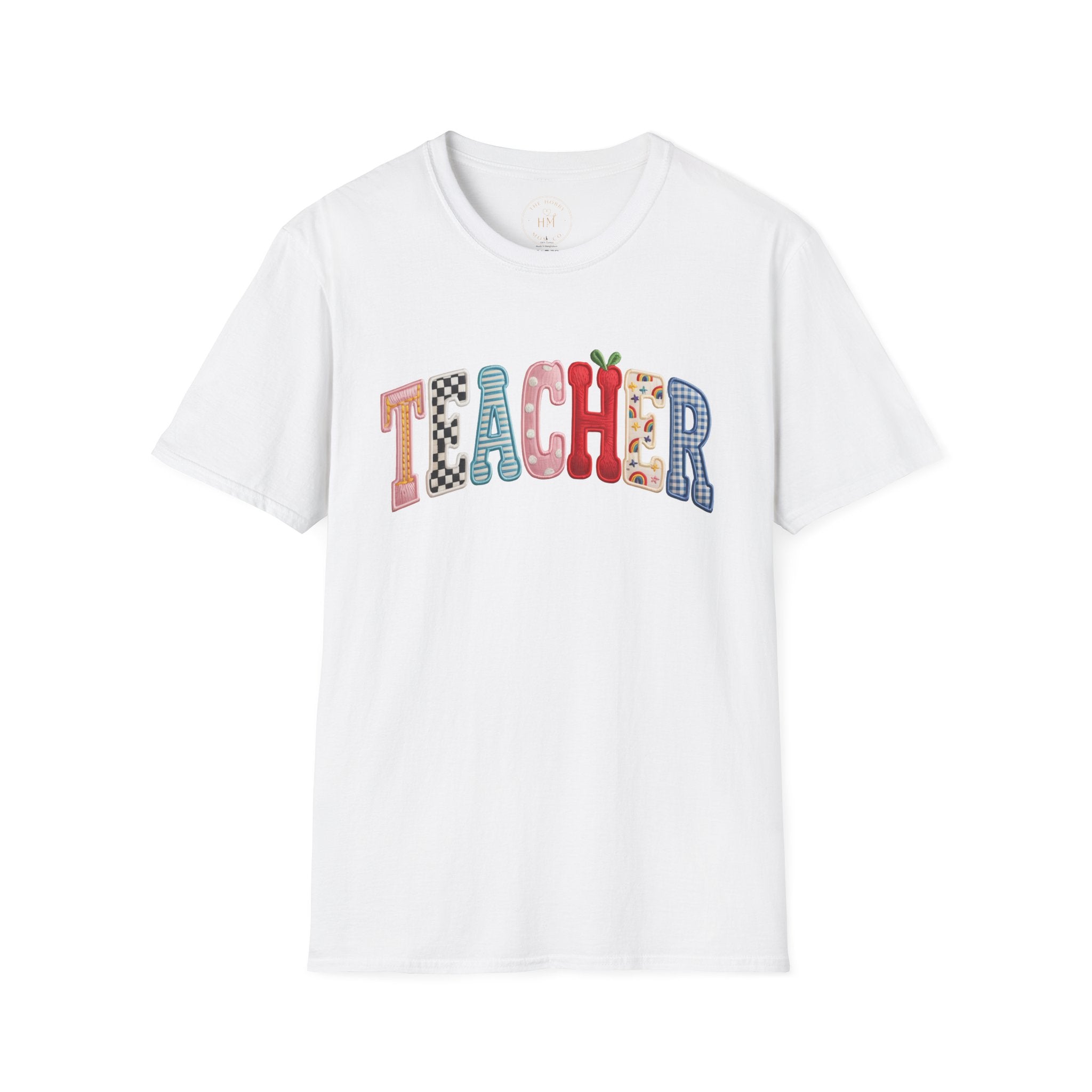 Teacher Colorful Patchwork Letters T-Shirt — Back to School Gift