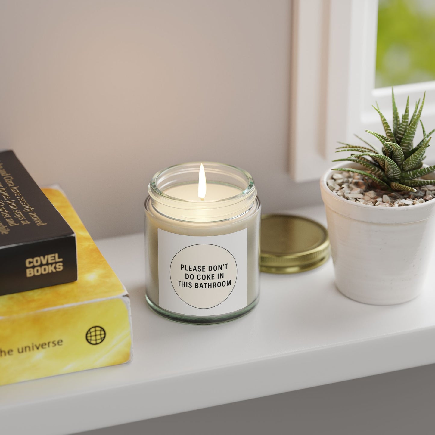 Scented Candle (4oz & 9oz) — 'Please Don't Do Coke in This Bathroom' Novelty Jar Candle