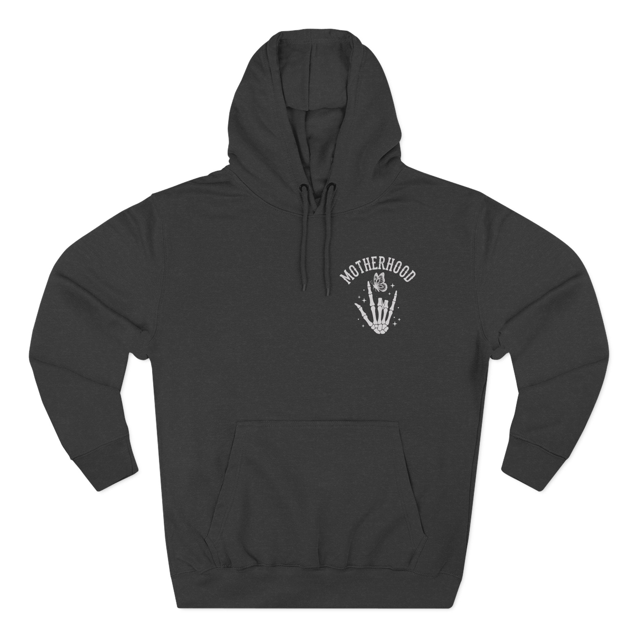 Motherhood Skeleton Graphic Hoodie — Rock Mom Fleece Pullover