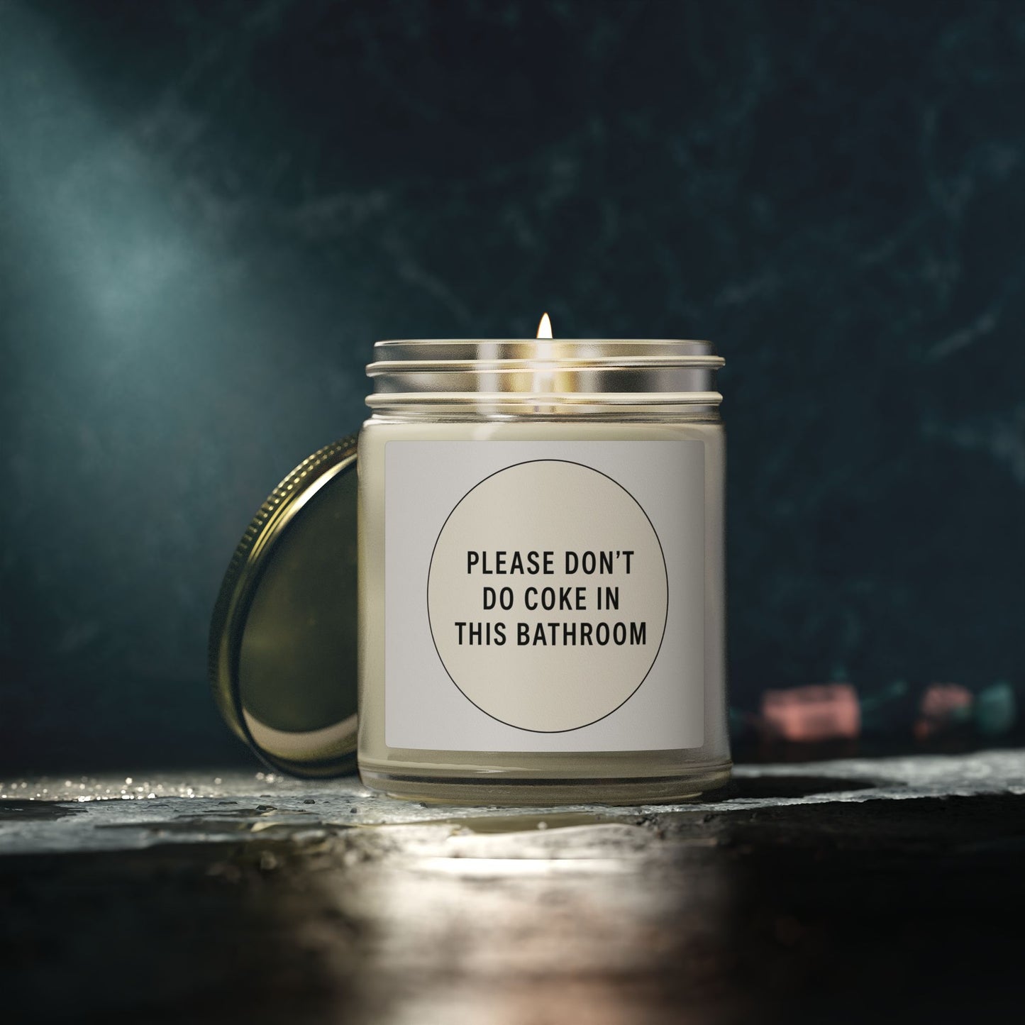 Scented Candle (4oz & 9oz) — 'Please Don't Do Coke in This Bathroom' Novelty Jar Candle