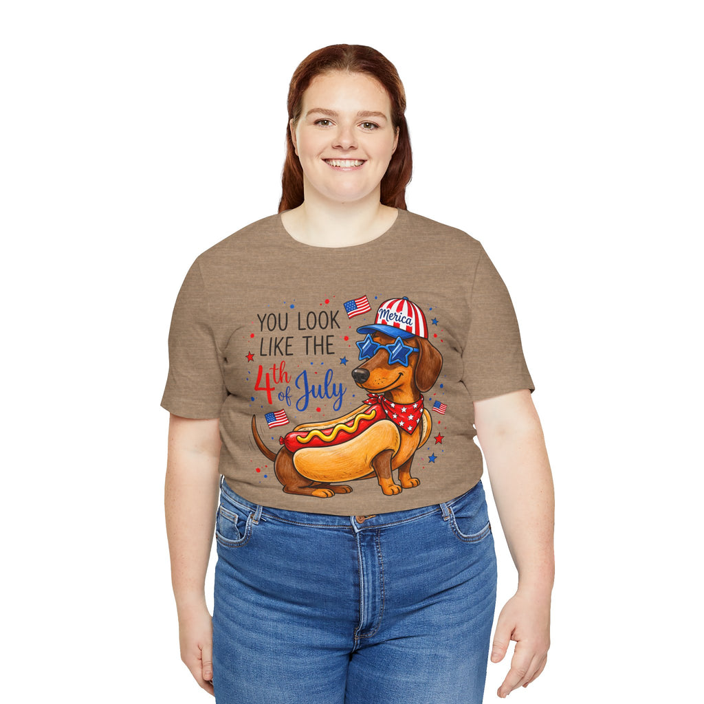 You Look Like the 4th of July' Patriotic Hot Dog graphic Tee