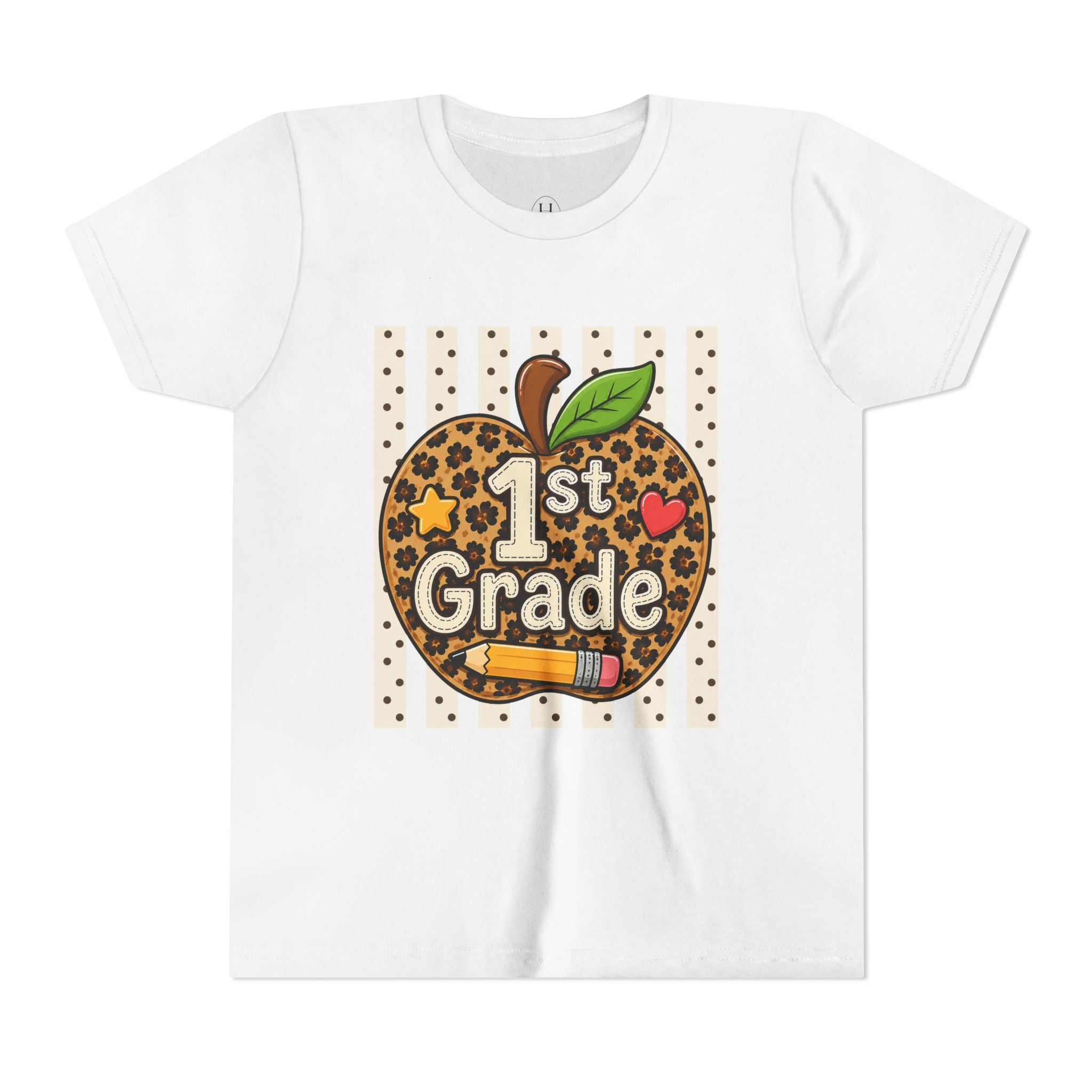 1st Grade Leopard Apple Youth T‑Shirt