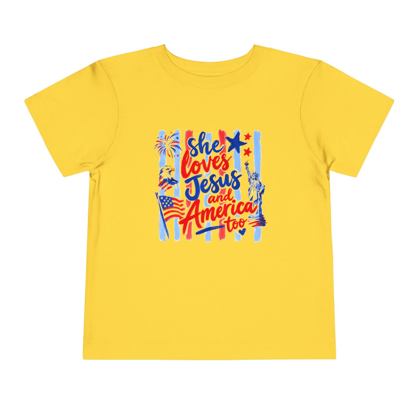 "She Loves Jesus and America Too" Toddler Graphic Tee