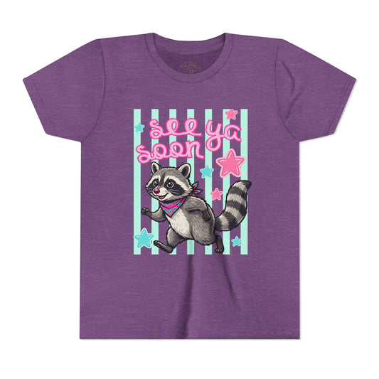 See Ya Soon Raccoon Youth Tee — Cute Cartoon Raccoon Kid Shirt