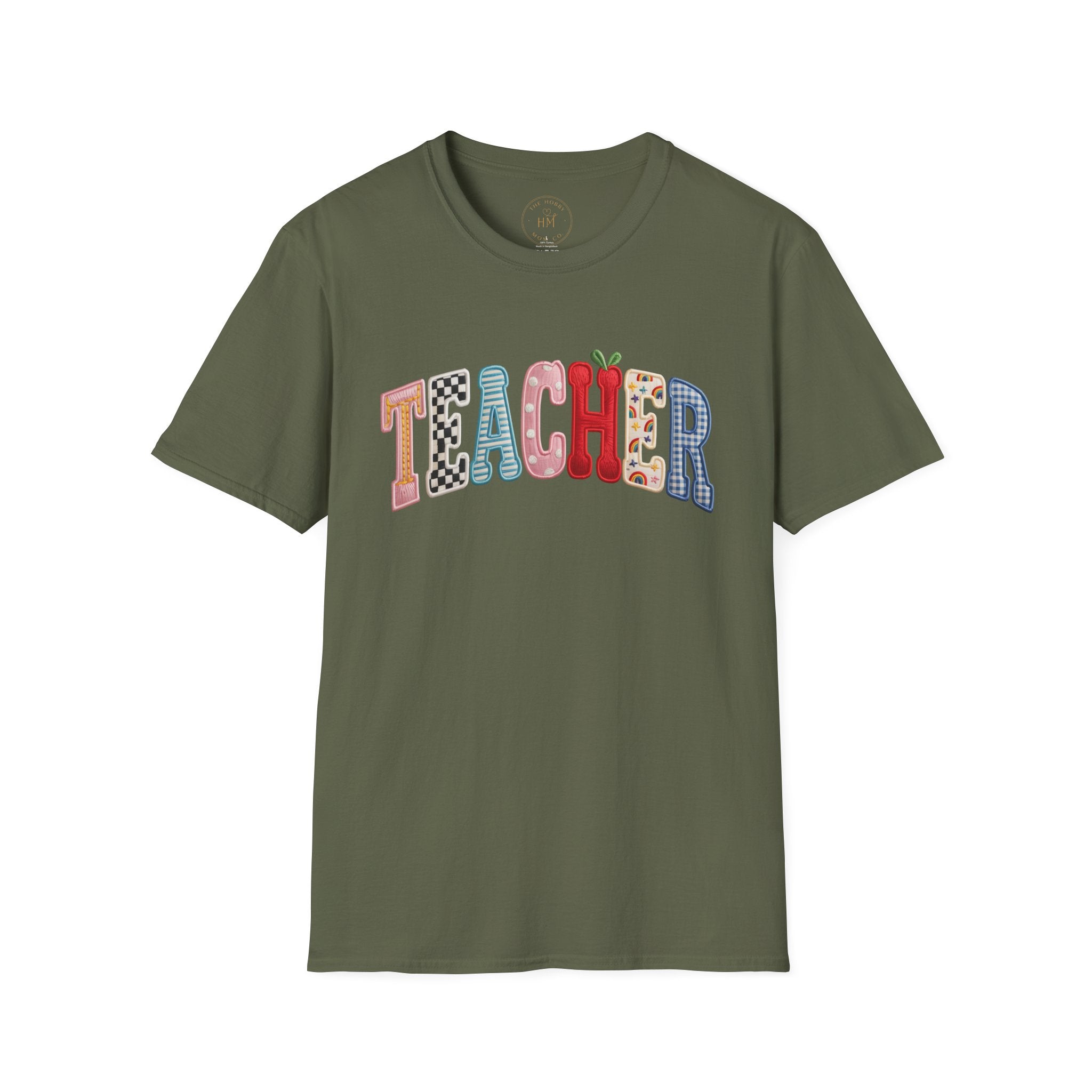 Teacher Colorful Patchwork Letters T-Shirt — Back to School Gift