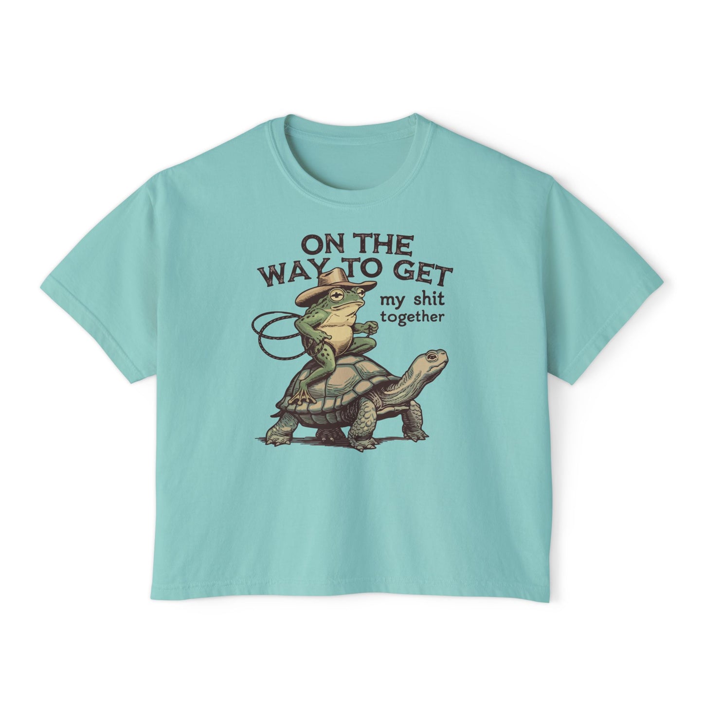 Women's Funny Boxy Tee | "On the Way to Get My Sh*t Together" Turtle Graphic