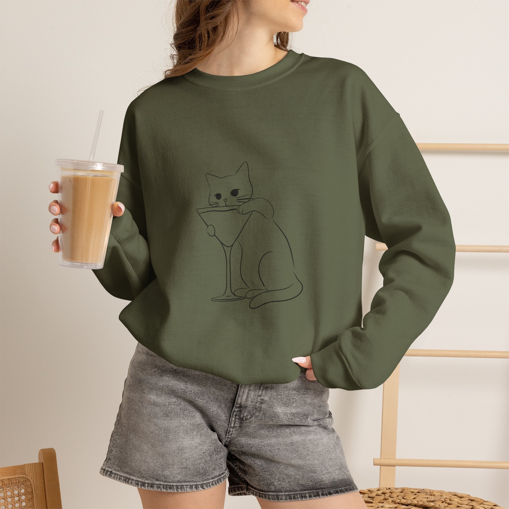 Cat Minimalist Crewneck Sweatshirt