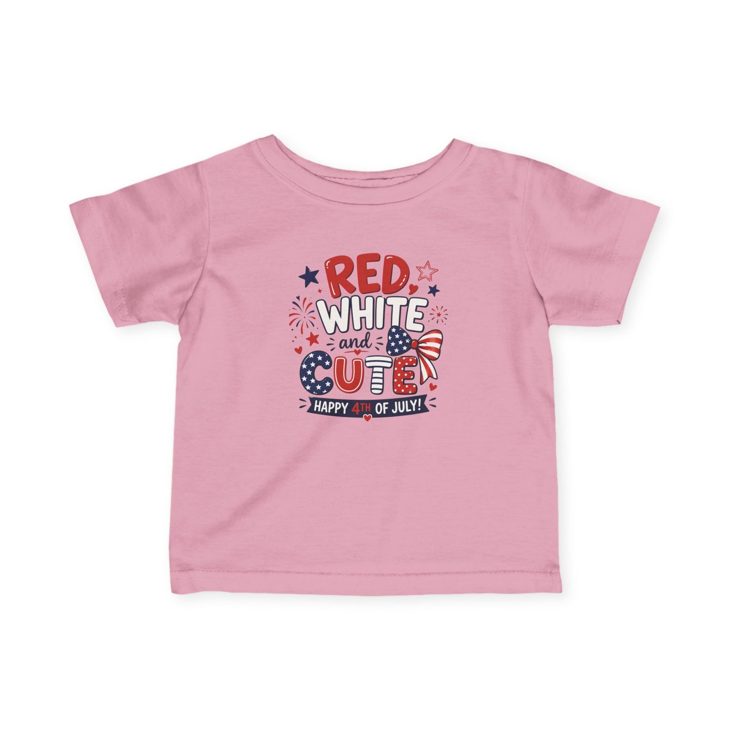 Red White and Cute 4th Of July Baby and Toddler Graphic T-Shirt