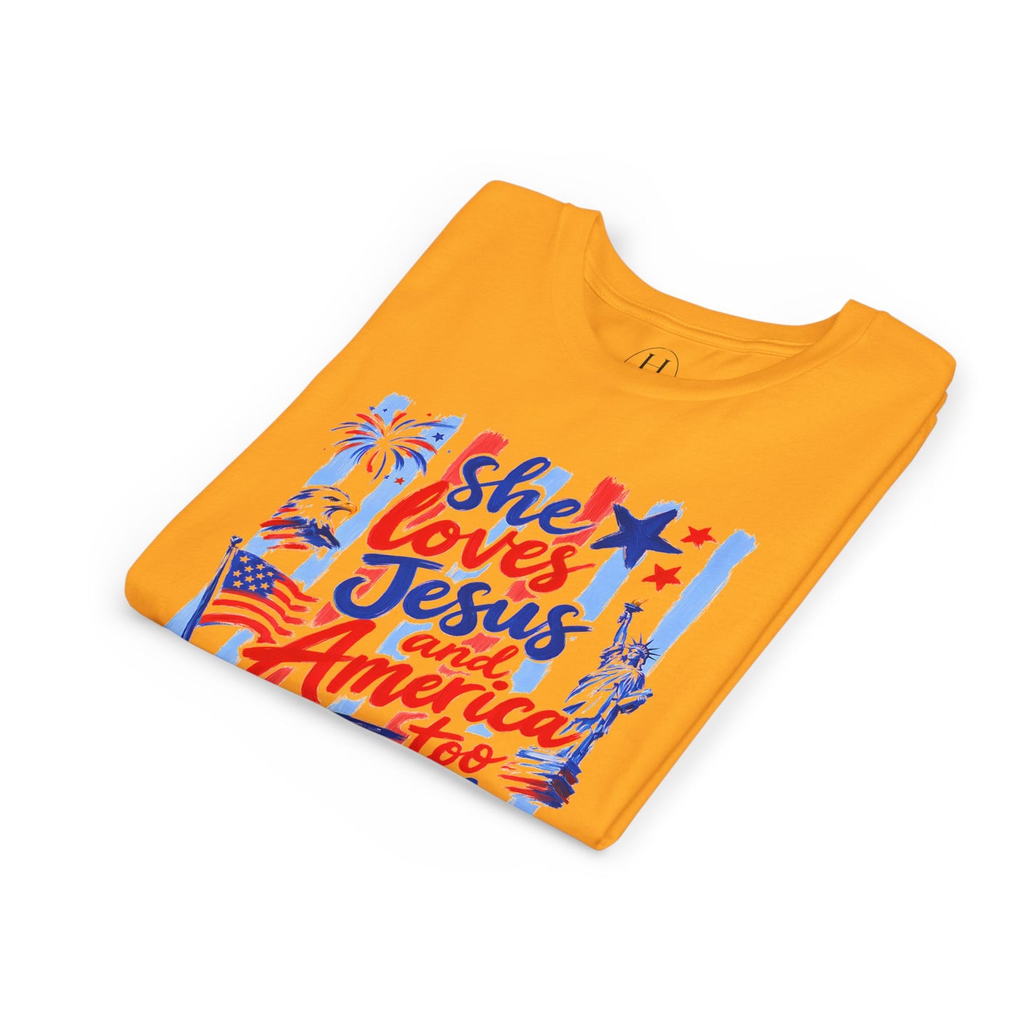 "She Loves Jesus and America Too"  Kids Graphic T‑Shirt