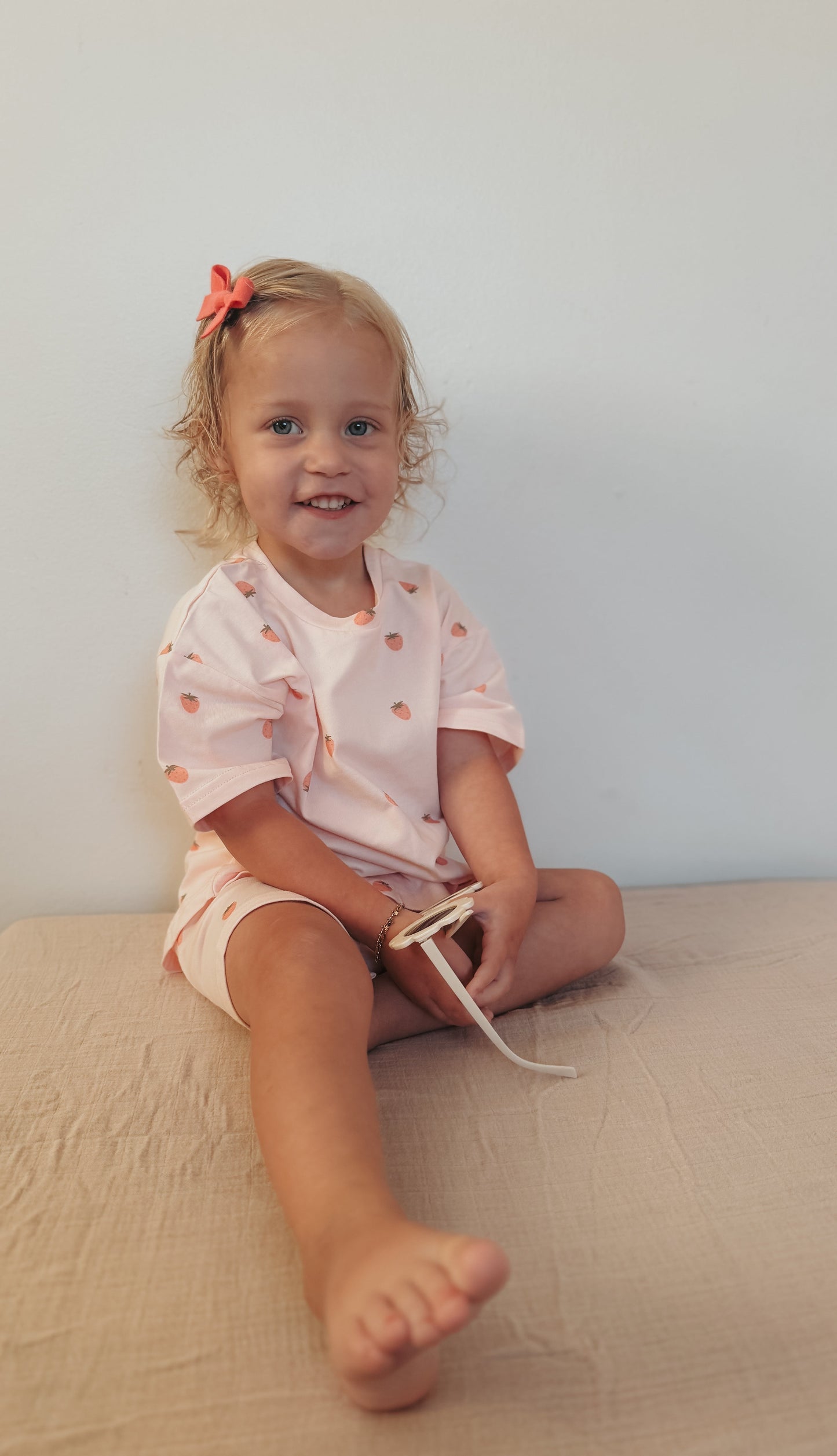 Organic Cotton Strawberry Print Shorts Set Toddler / Kids