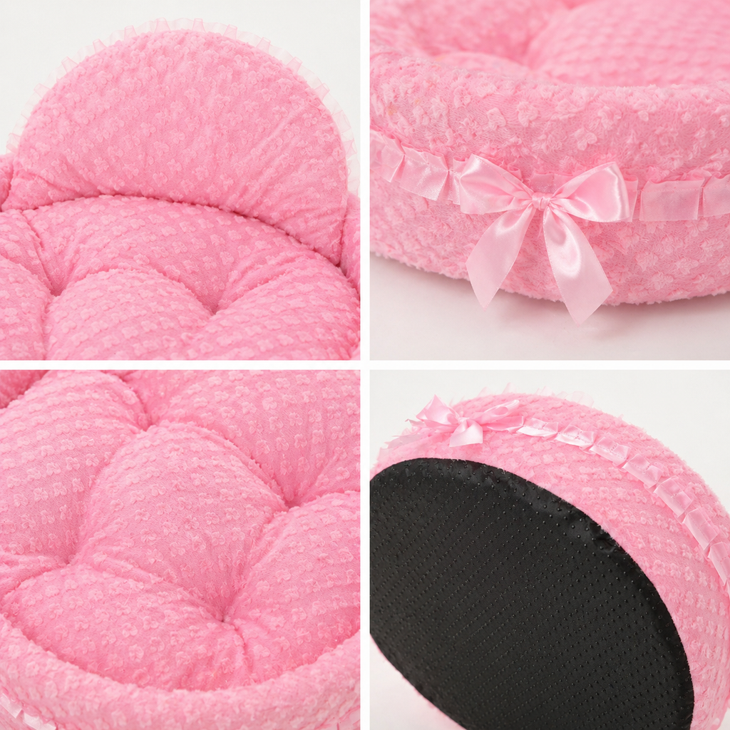 Pink Plush Princess Pet Bed for Small Pets