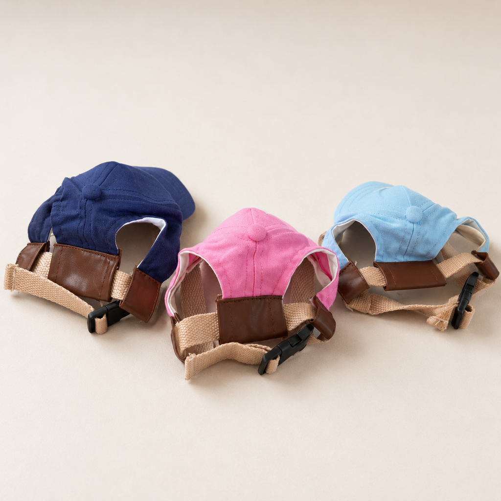 Cute Pet Baseball Cap with Ear Holes – Adjustable Dog Hat for Small Dogs & Cats