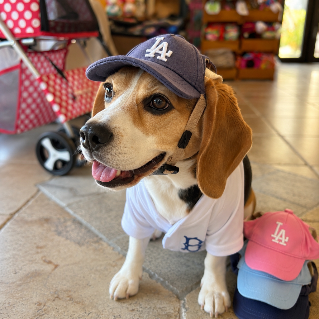 Cute Pet Baseball Cap with Ear Holes – Adjustable Dog Hat for Small Dogs & Cats