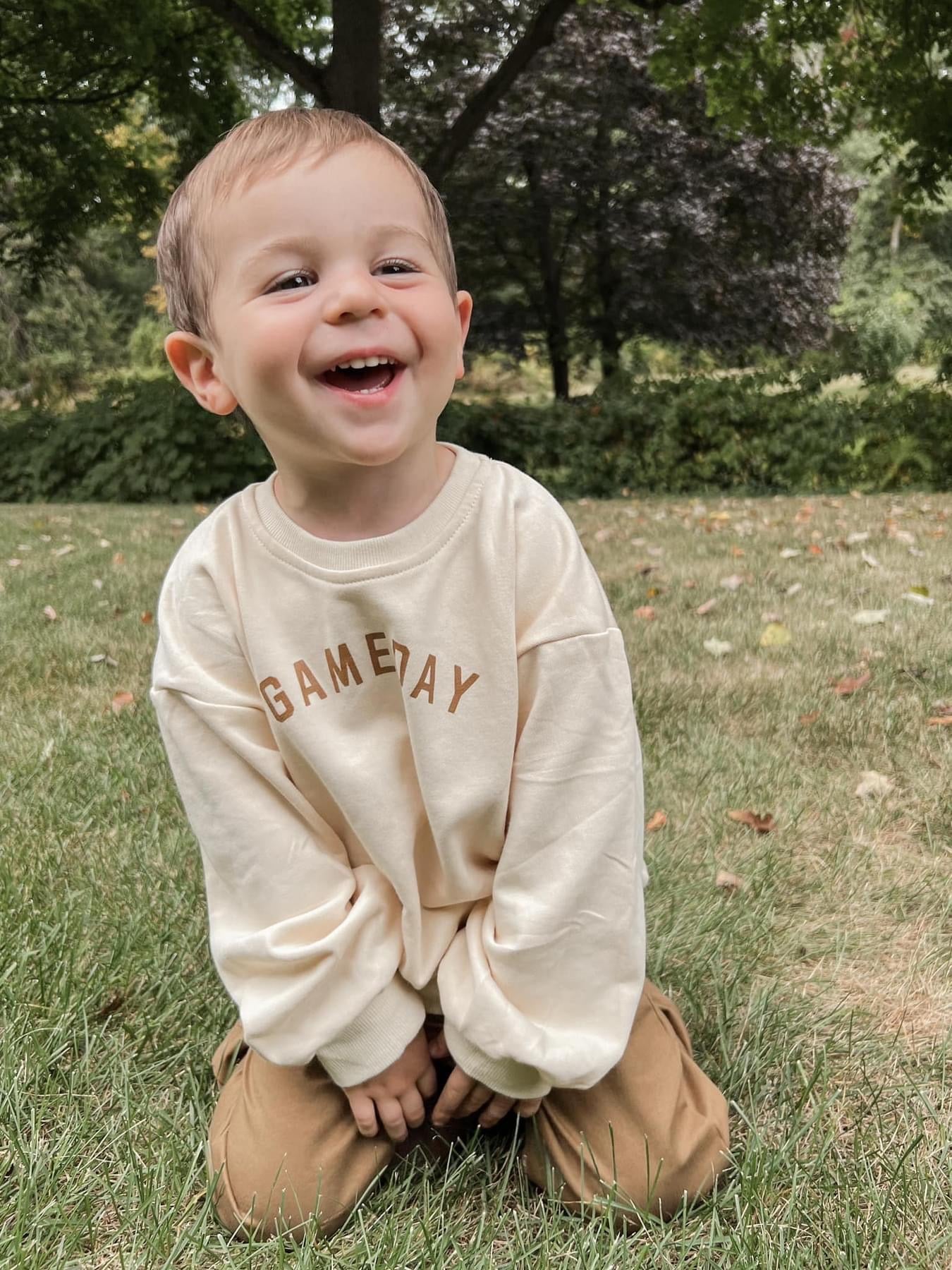 Cream ‘Gameday’ Crewneck Sweatshirt Toddler