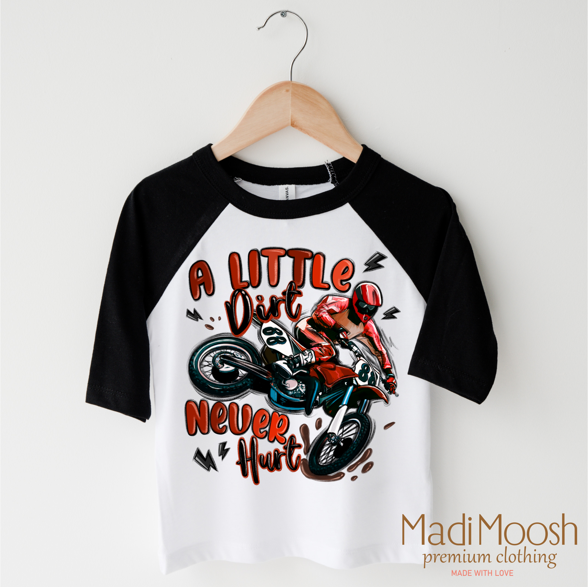 Motocross A Little Dirt Never Hurt Shirt - Boys Motorcycle Tee