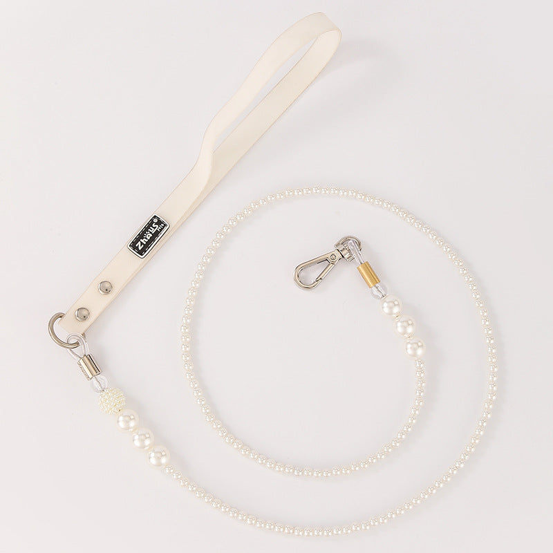 Boutique Pearl Pet Collar and Leash Set – Elegant & Lightweight