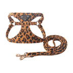 Leopard Print Dog Harness and Leash Set Adjustable Boutique Puppy Vest